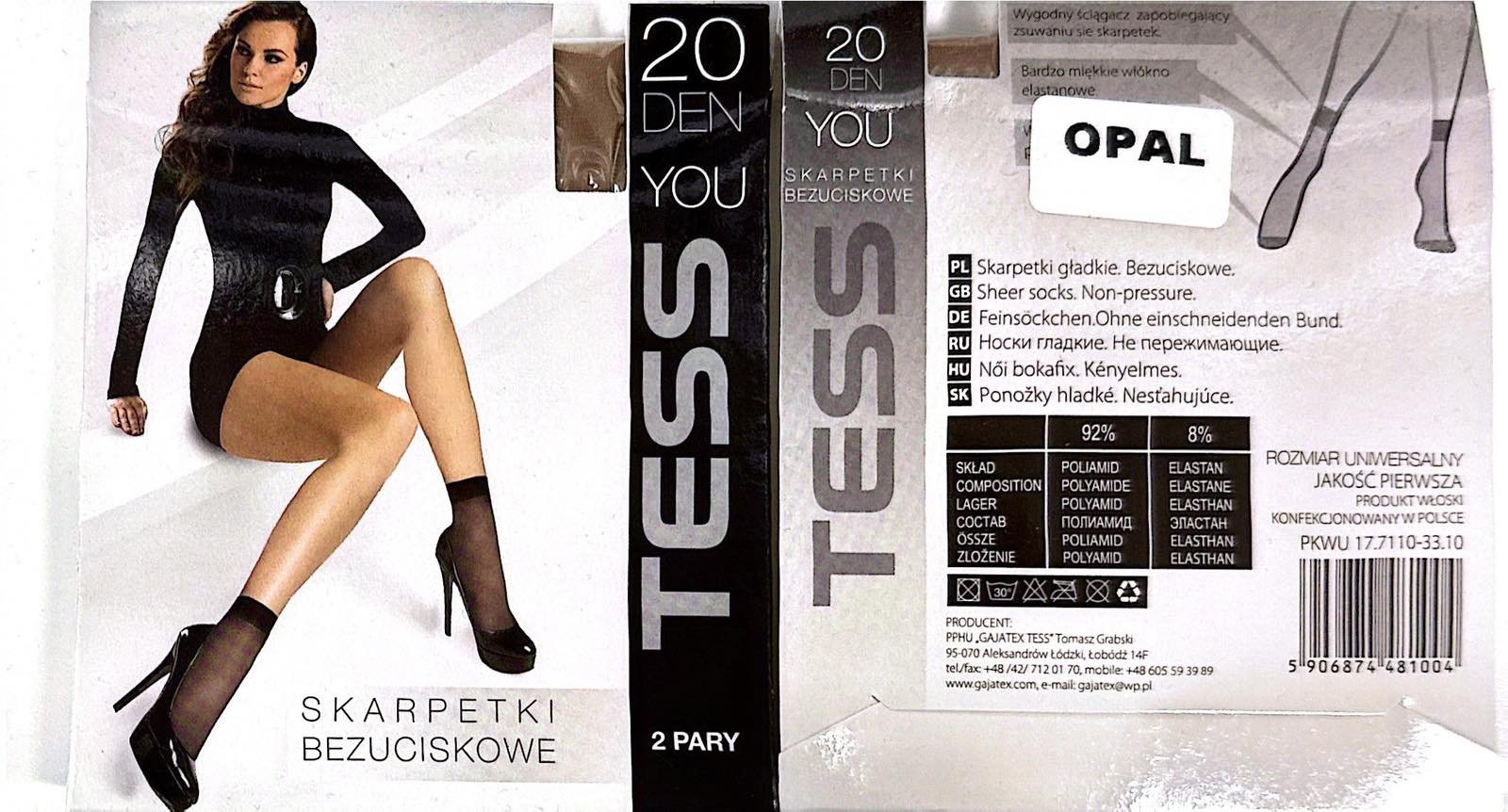 Skarpetki 20 Den OPAL damskie,paczka 12