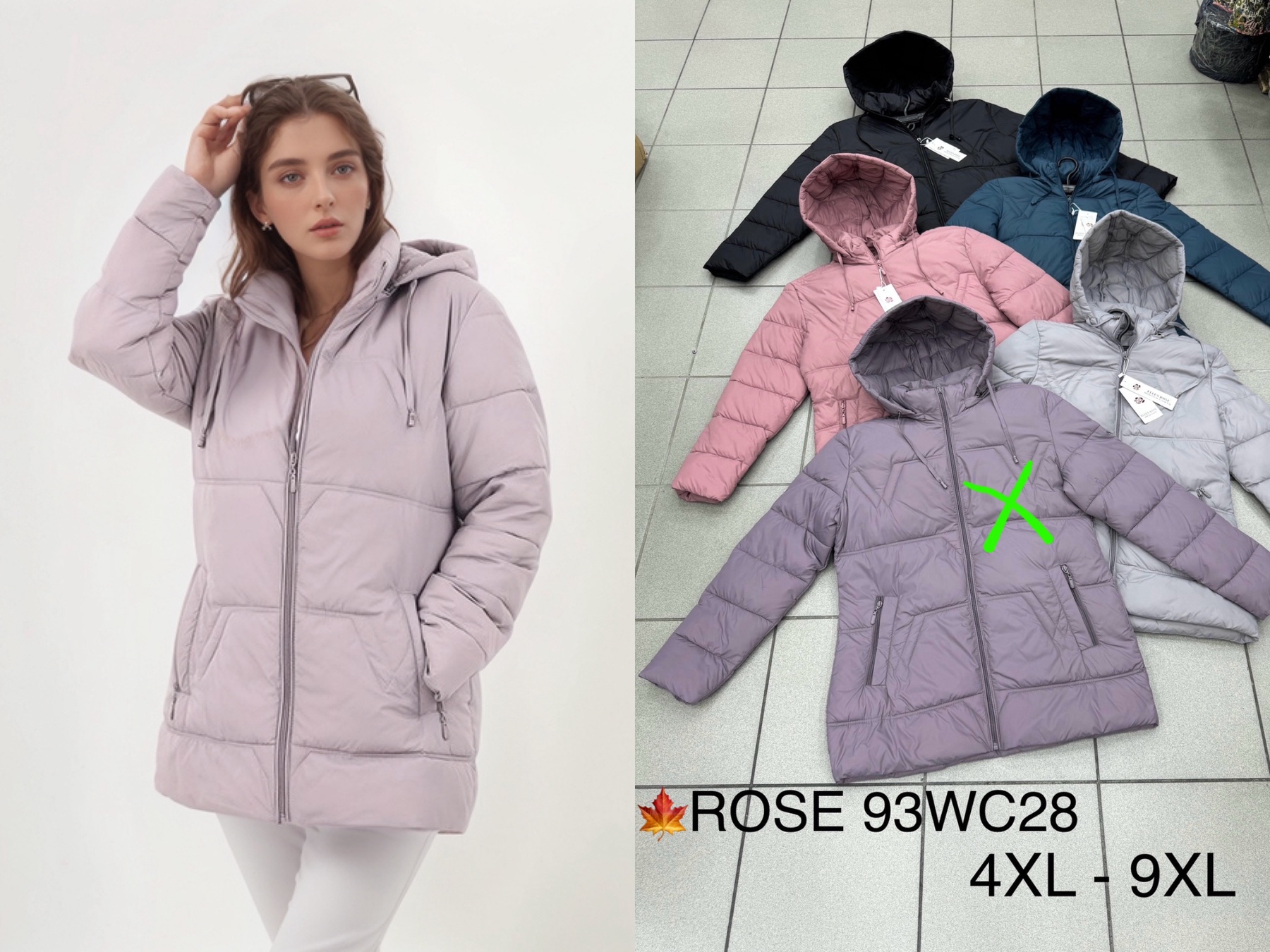 Kurtki Damskie , Size 4xl-9xl, paczka 6szt ,1 kolor