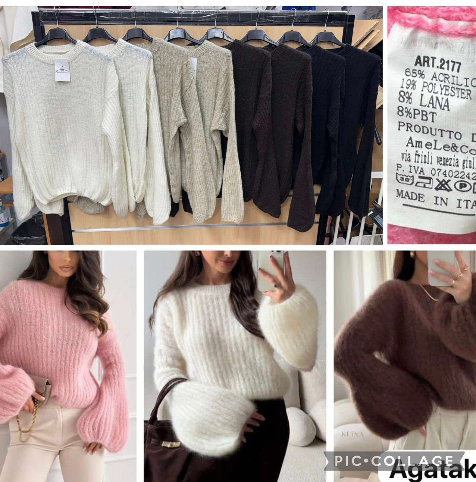 Swetry  Damskie  WŁOSKA  , Size uni, paczka 6szt ,mix kolor