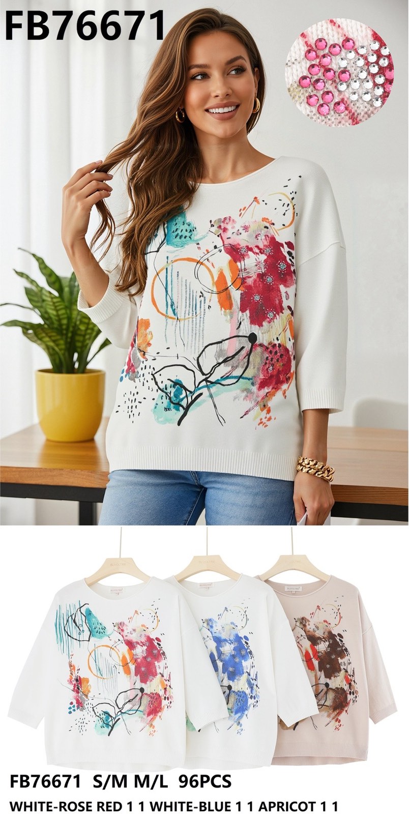 Swetry damskie Tureckie, Size uni, paczka 12szt ,mix kolor