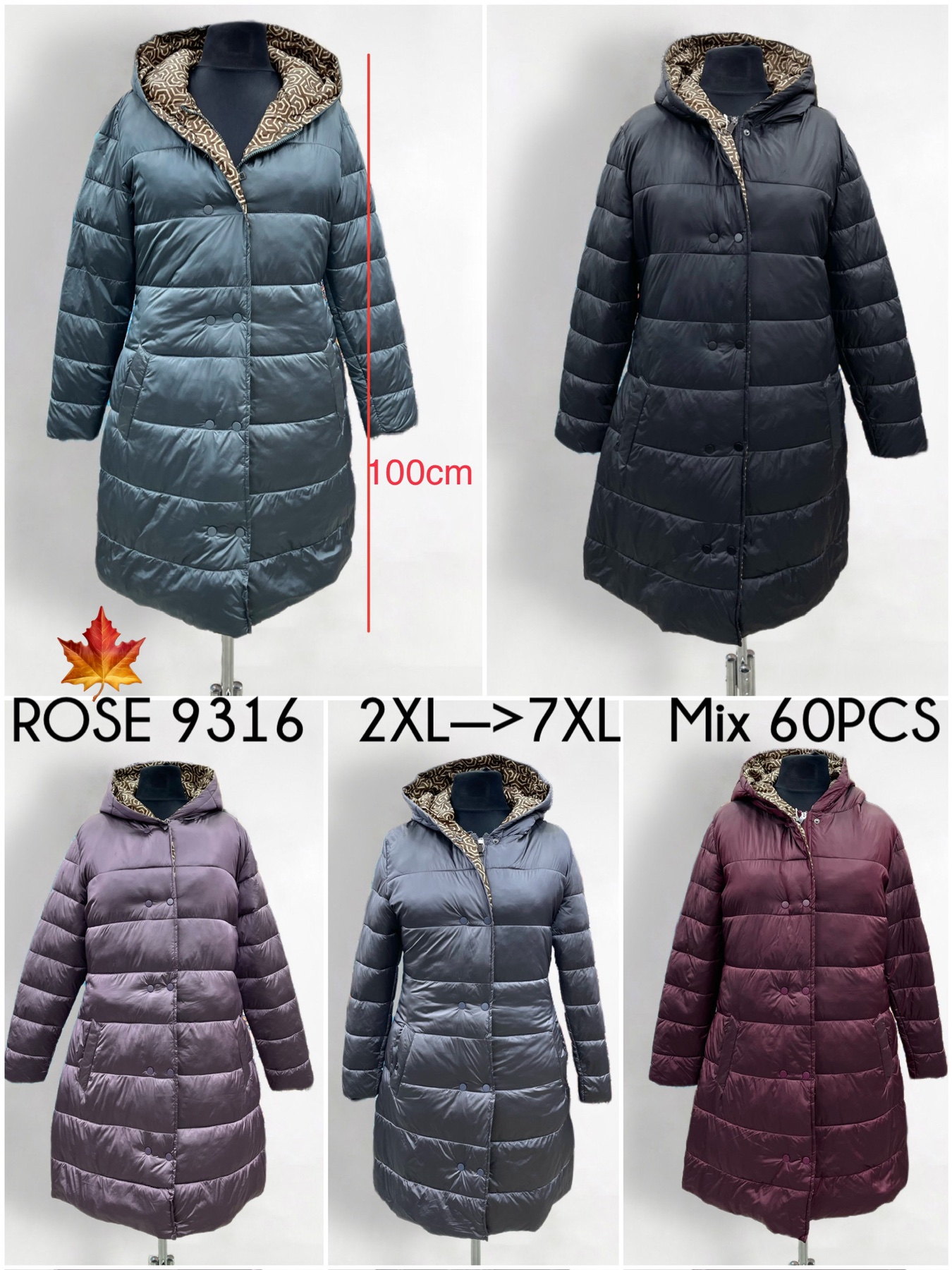 Kurtki Damskie , Size 2xl-7xl, paczka 6szt ,1 kolor