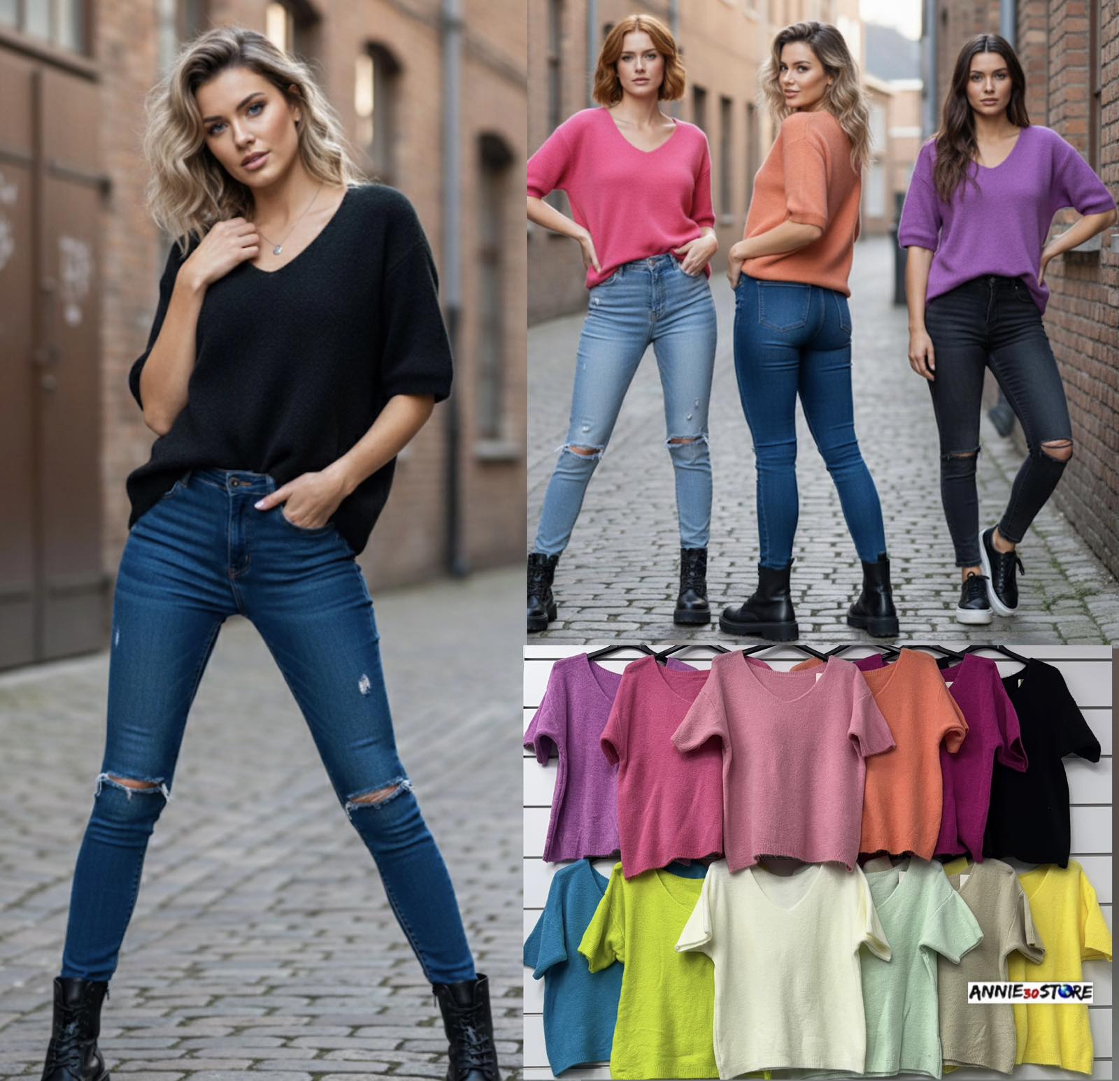 Swetry Damskie wloskie, Size uni, paczka 6szt ,mix kolor