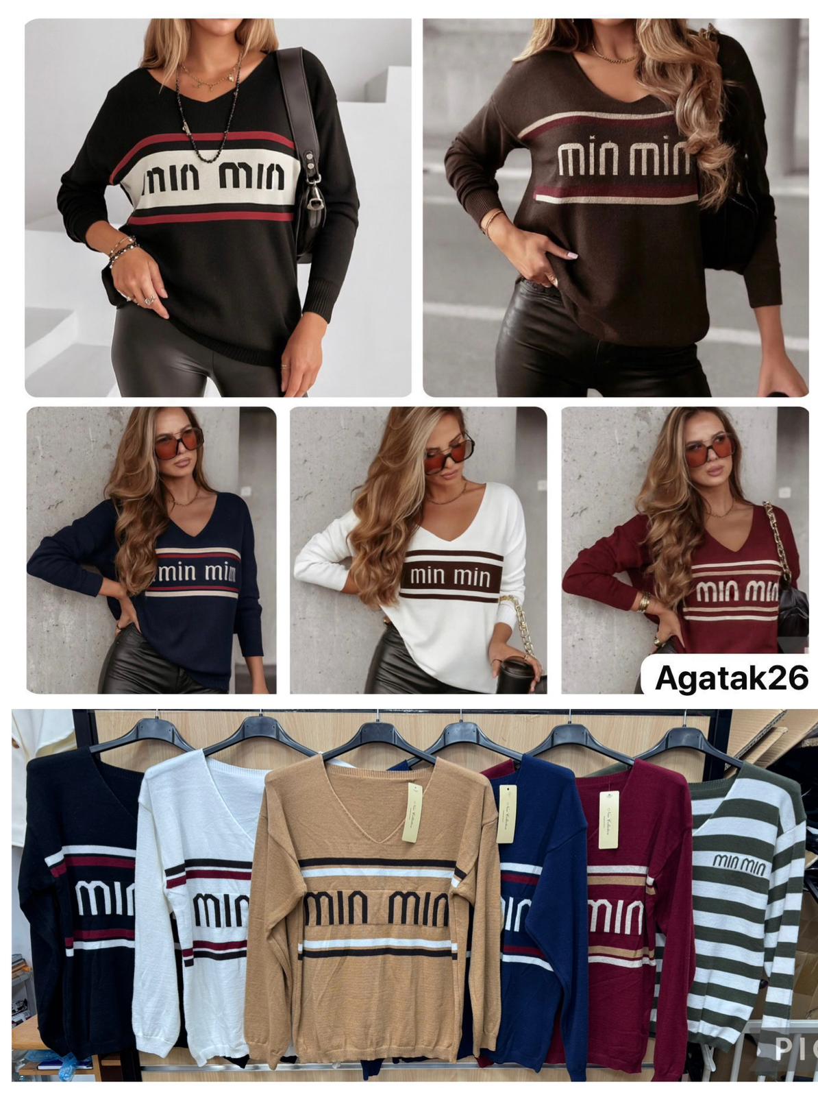 Swetry  Damskie  WŁOSKA  , Size uni, paczka 6szt ,mix kolor