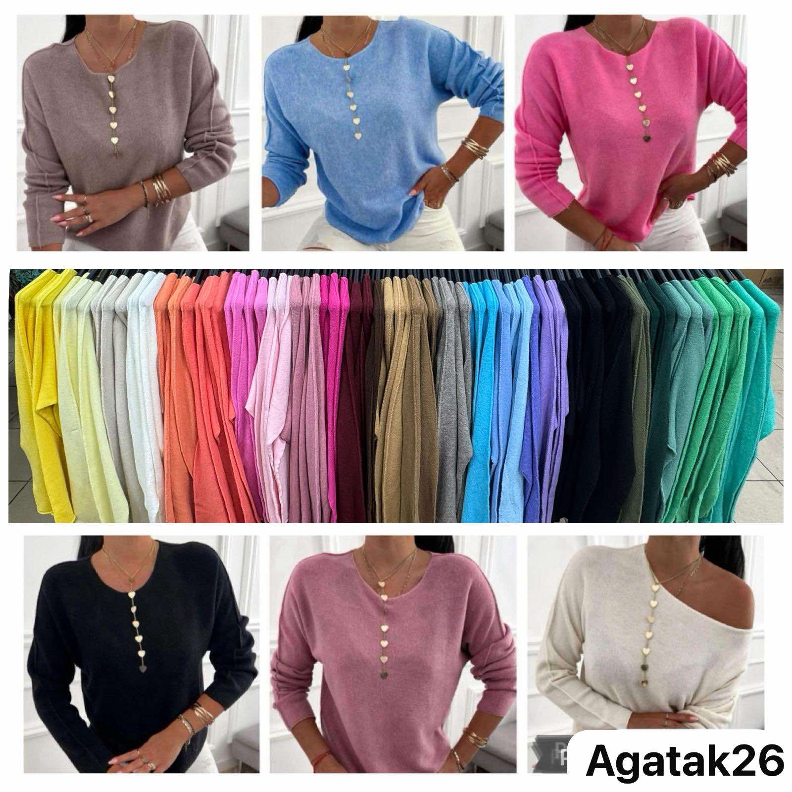 Swetry Damskie  WŁOSKA  , Size uni, paczka 6szt ,mix kolor