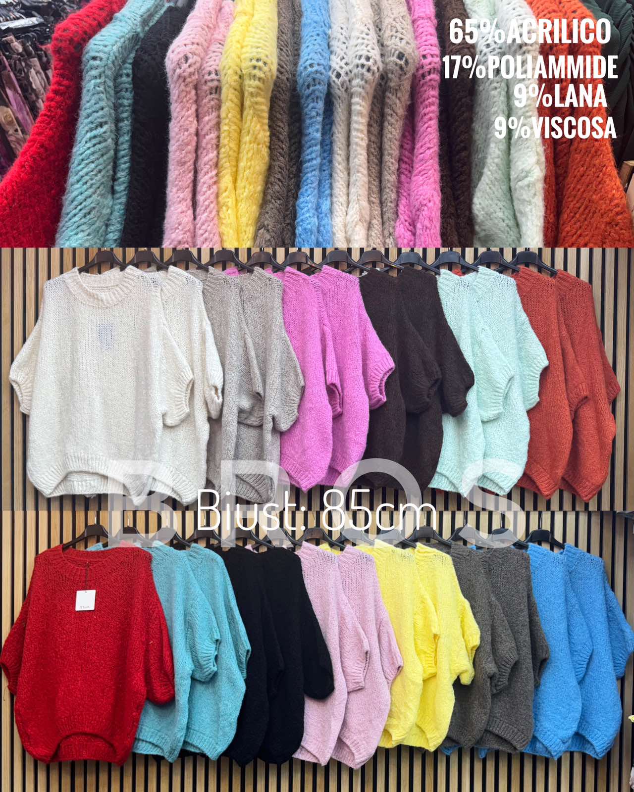 Swetry Damskie wloskie, Size uni, paczka 6szt ,mix kolor