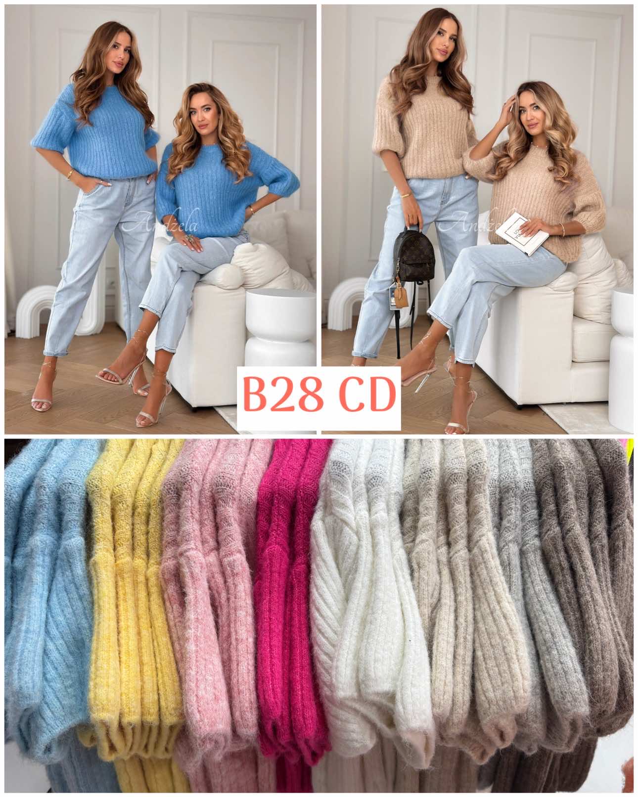 Swetry Damskie  WŁOSKA  , Size uni, paczka 6szt ,mix kolor