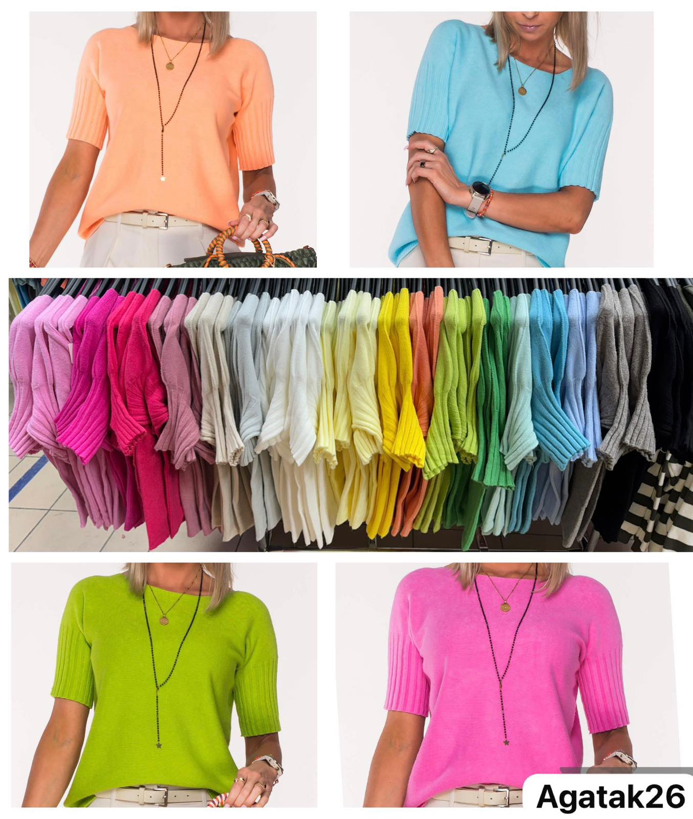 Swetry  Damskie  WŁOSKA  , Size uni, paczka 6szt ,mix kolor