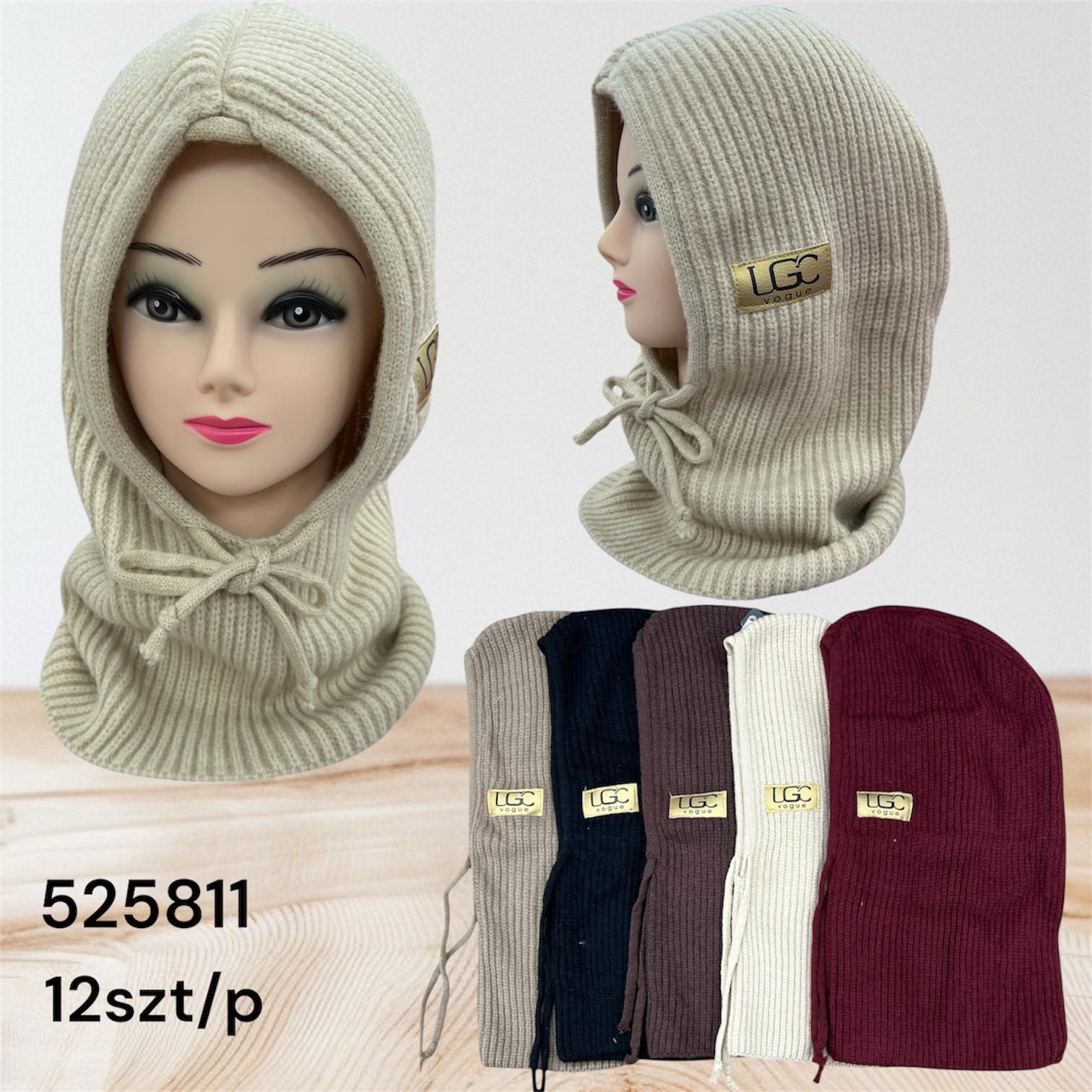 Czapki damskie, paczka 12szt,mix kolor