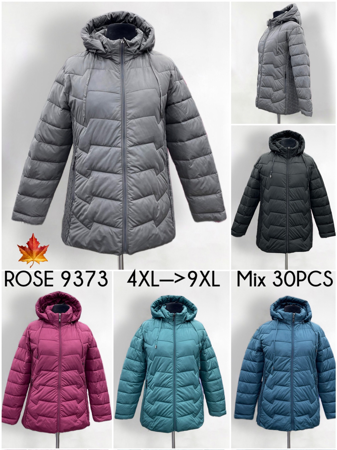 Kurtki Damskie , Size 4xl-9xl, paczka 6szt ,1 kolor