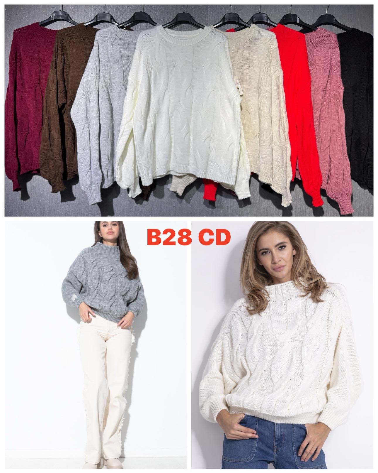 Swetry Damskie  WŁOSKA  , Size uni, paczka 6szt ,mix kolor