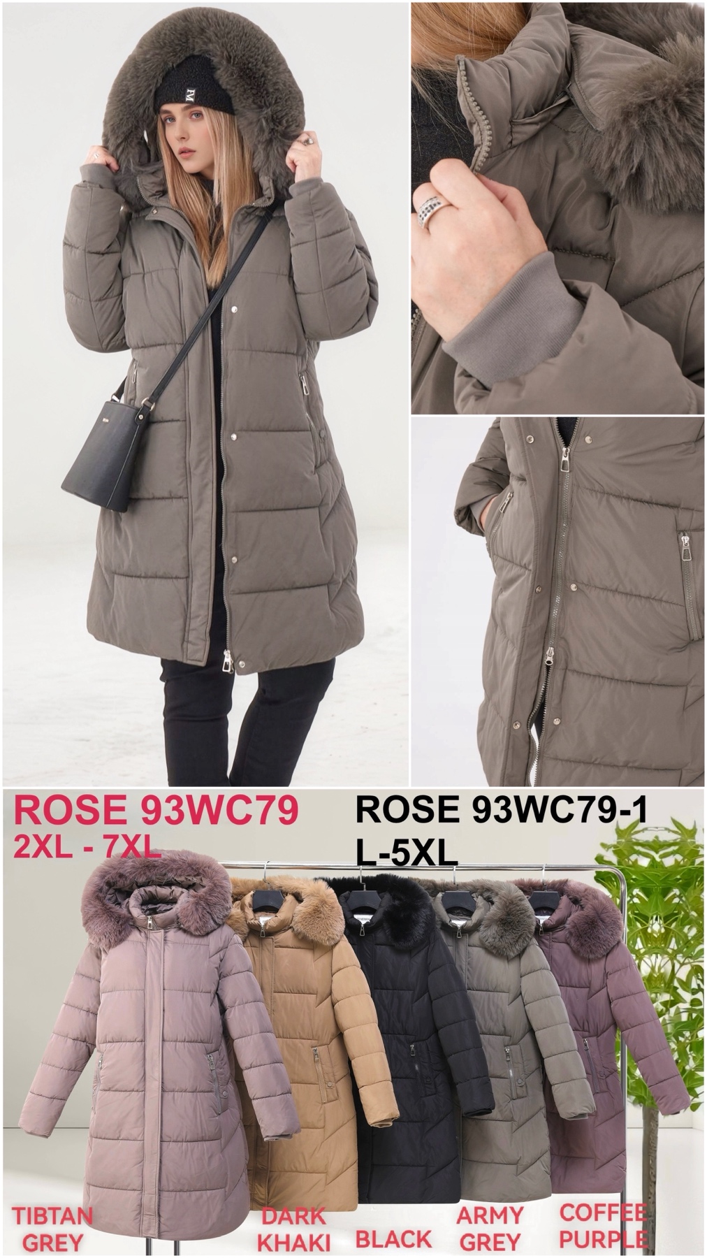 Kurtki Damskie , Size 2xl-7xl, paczka 6szt ,1 kolor