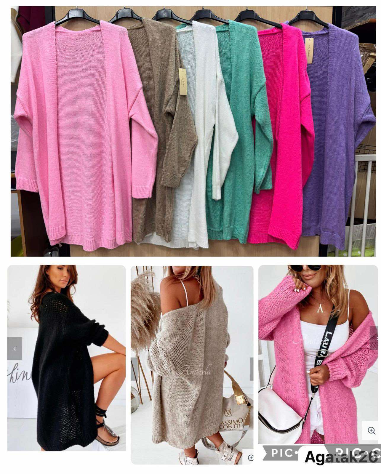 Swetry Damskie  WŁOSKA  , Size uni, paczka 6szt ,mix kolor