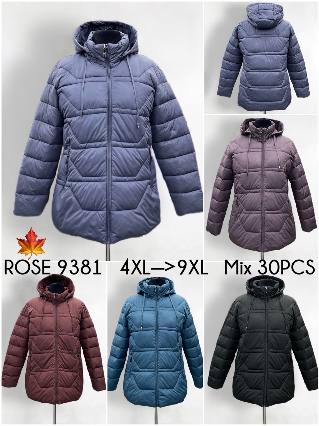 Kurtki Damskie , Size 4xl-9xl, paczka 6szt ,1 kolor