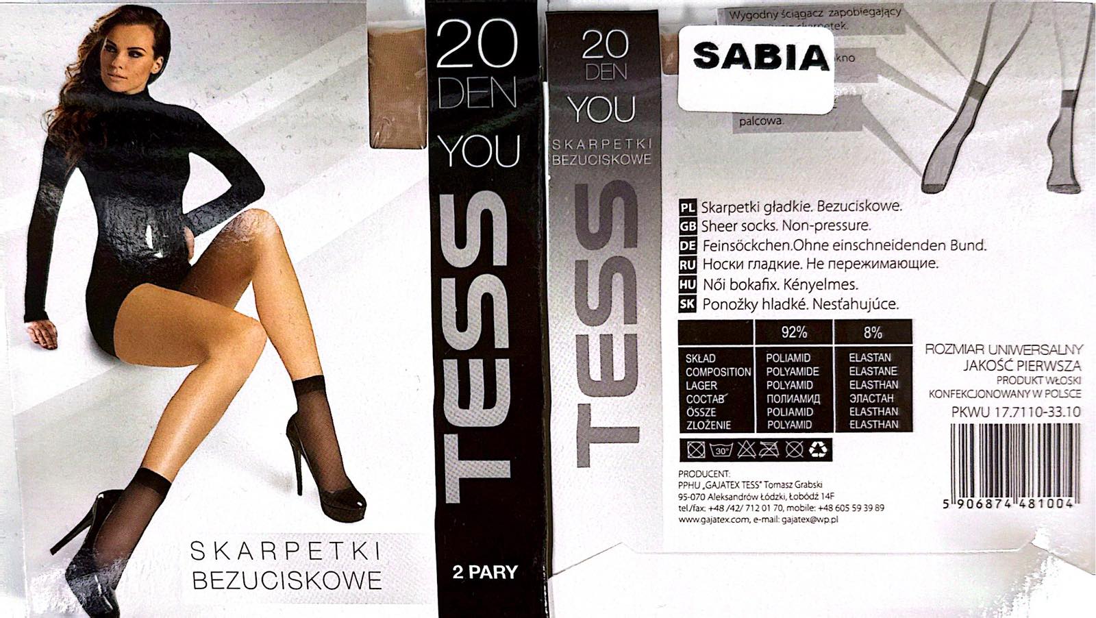 Skarpetki 20 Den SABIA damskie,paczka 12