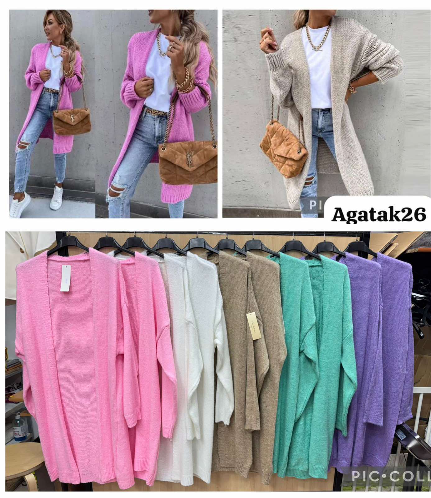 Swetry  Damskie  WŁOSKA  , Size uni, paczka 6szt ,mix kolor