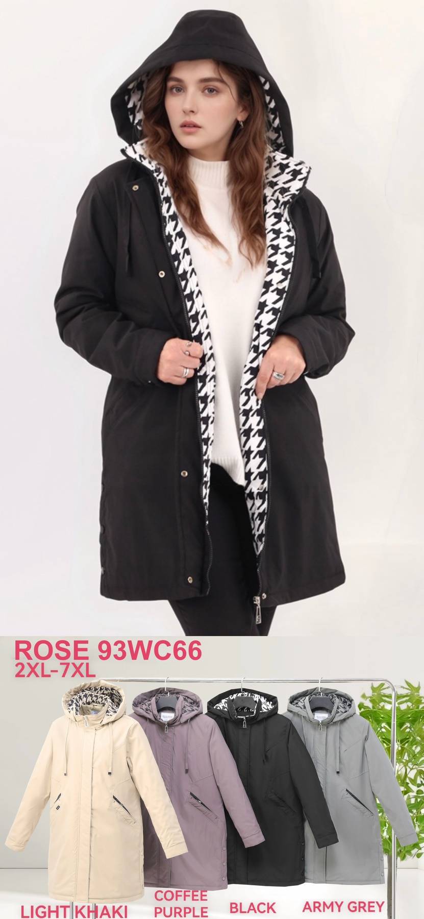 Kurtki Damskie , Size 2xl-7xl, paczka 6szt ,1 kolor