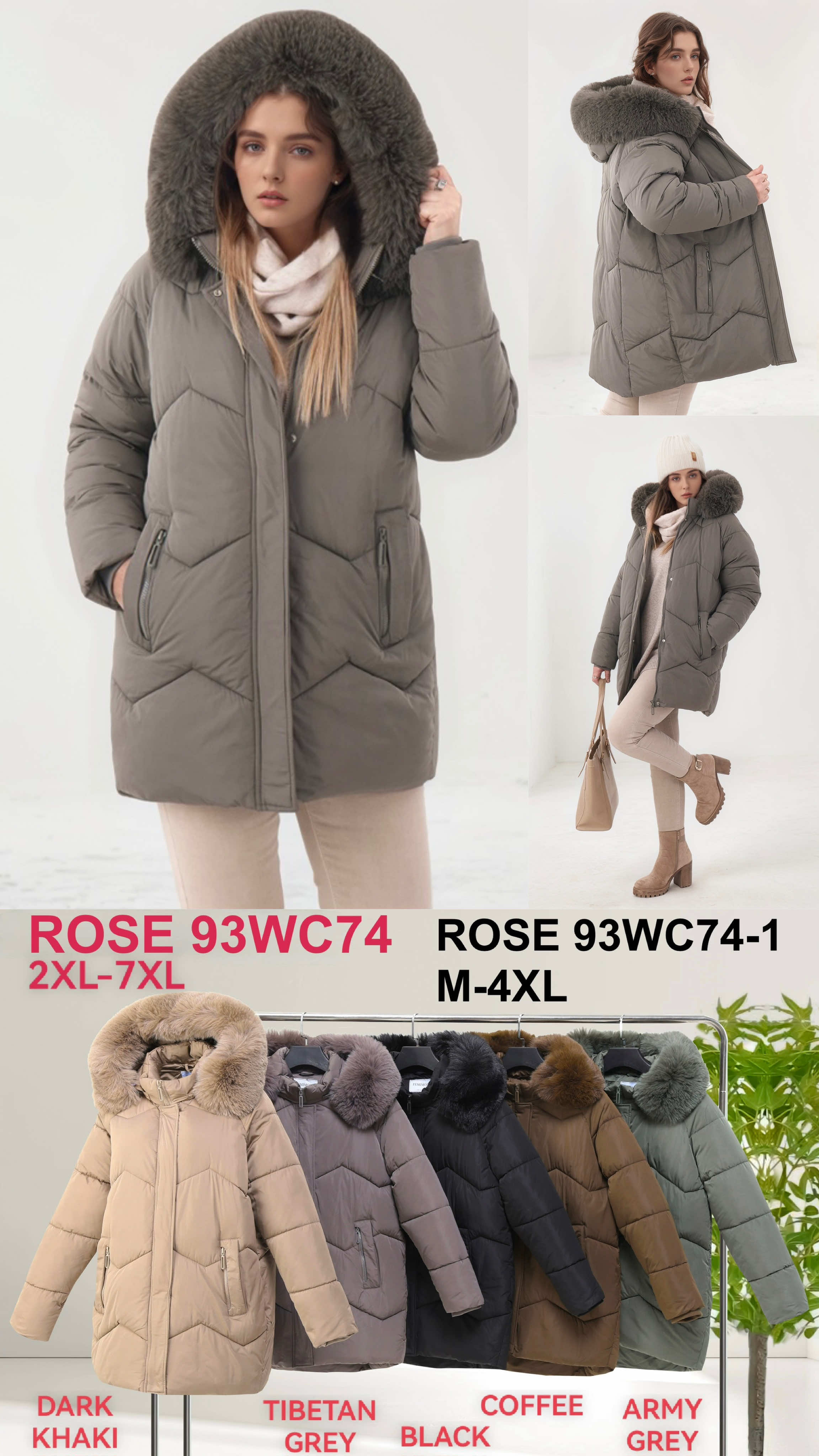 Kurtki Damskie , Size 2xl-7xl, paczka 6szt ,1 kolor