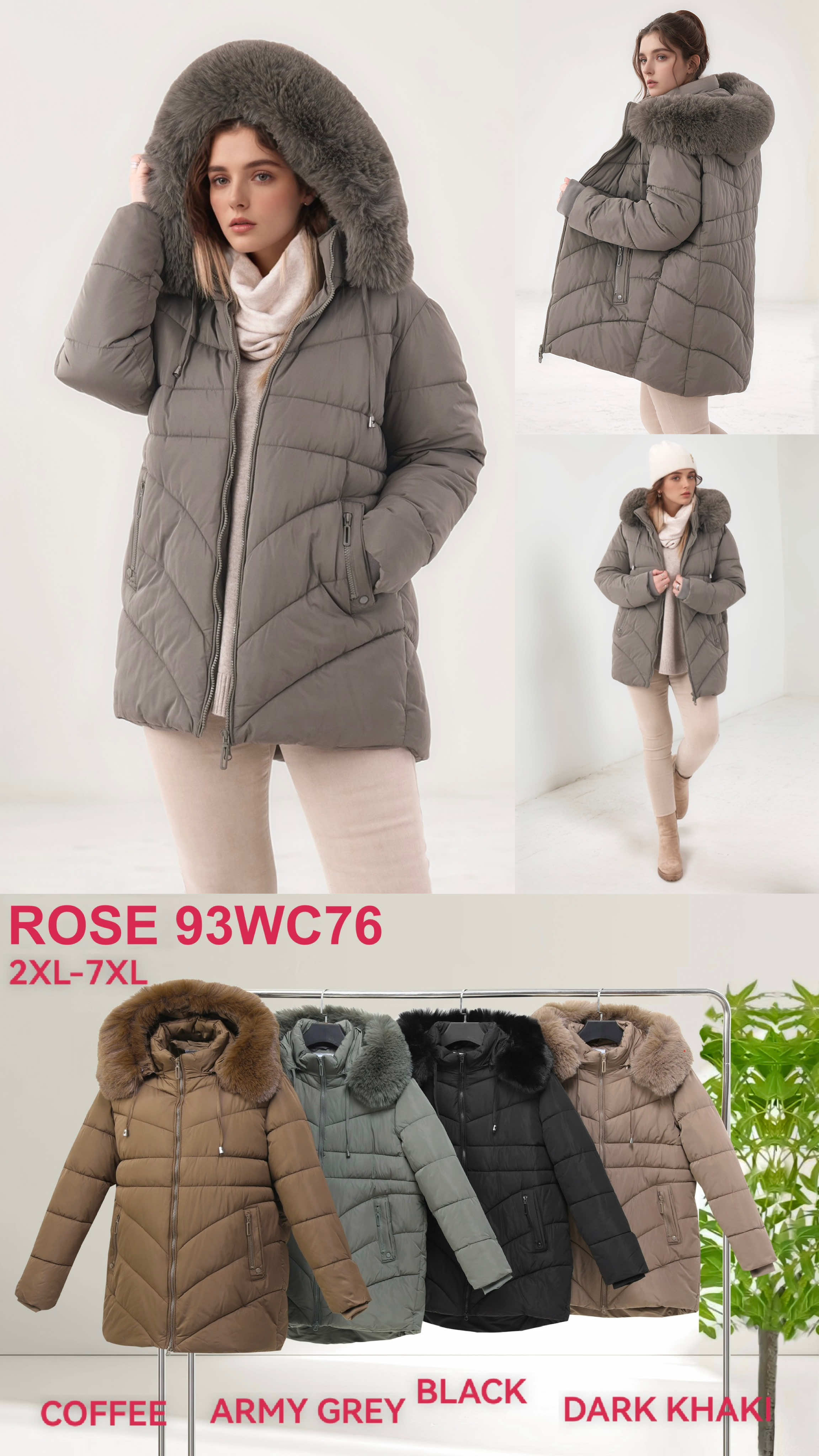 Kurtki Damskie , Size 2xl-7xl, paczka 6szt ,1 kolor