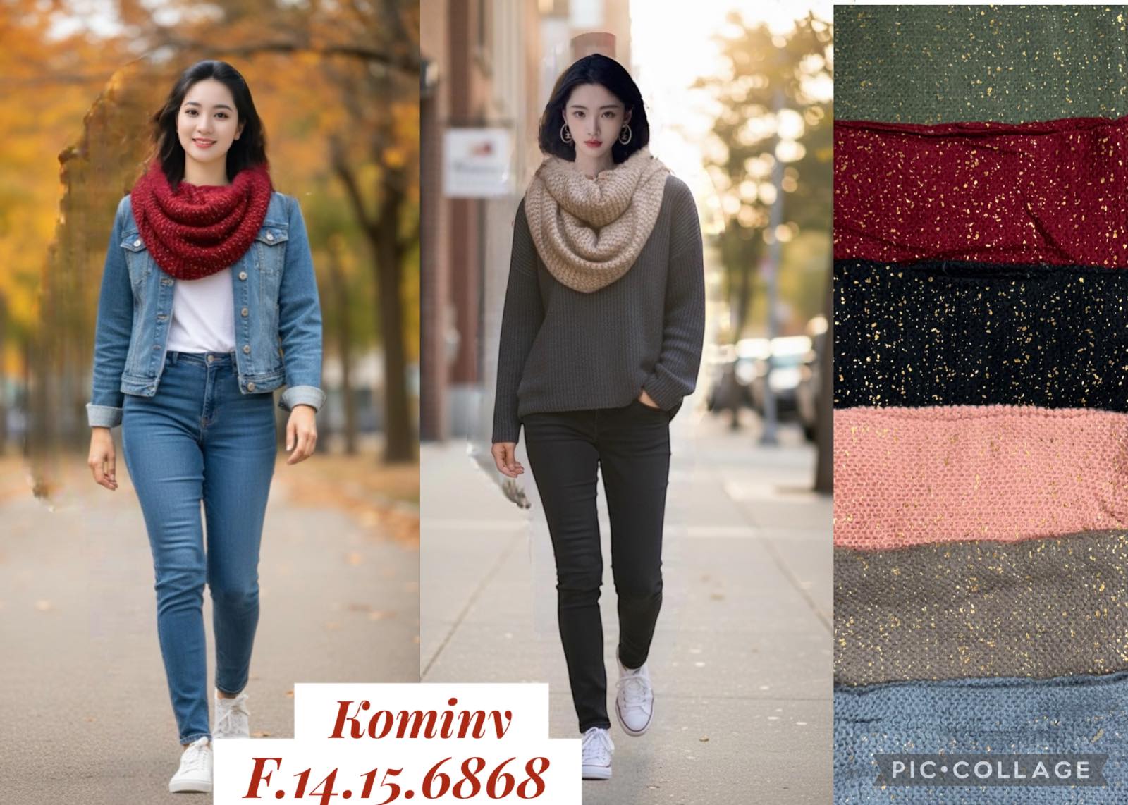 Szaliki damskie, paczka 12szt,mix kolor