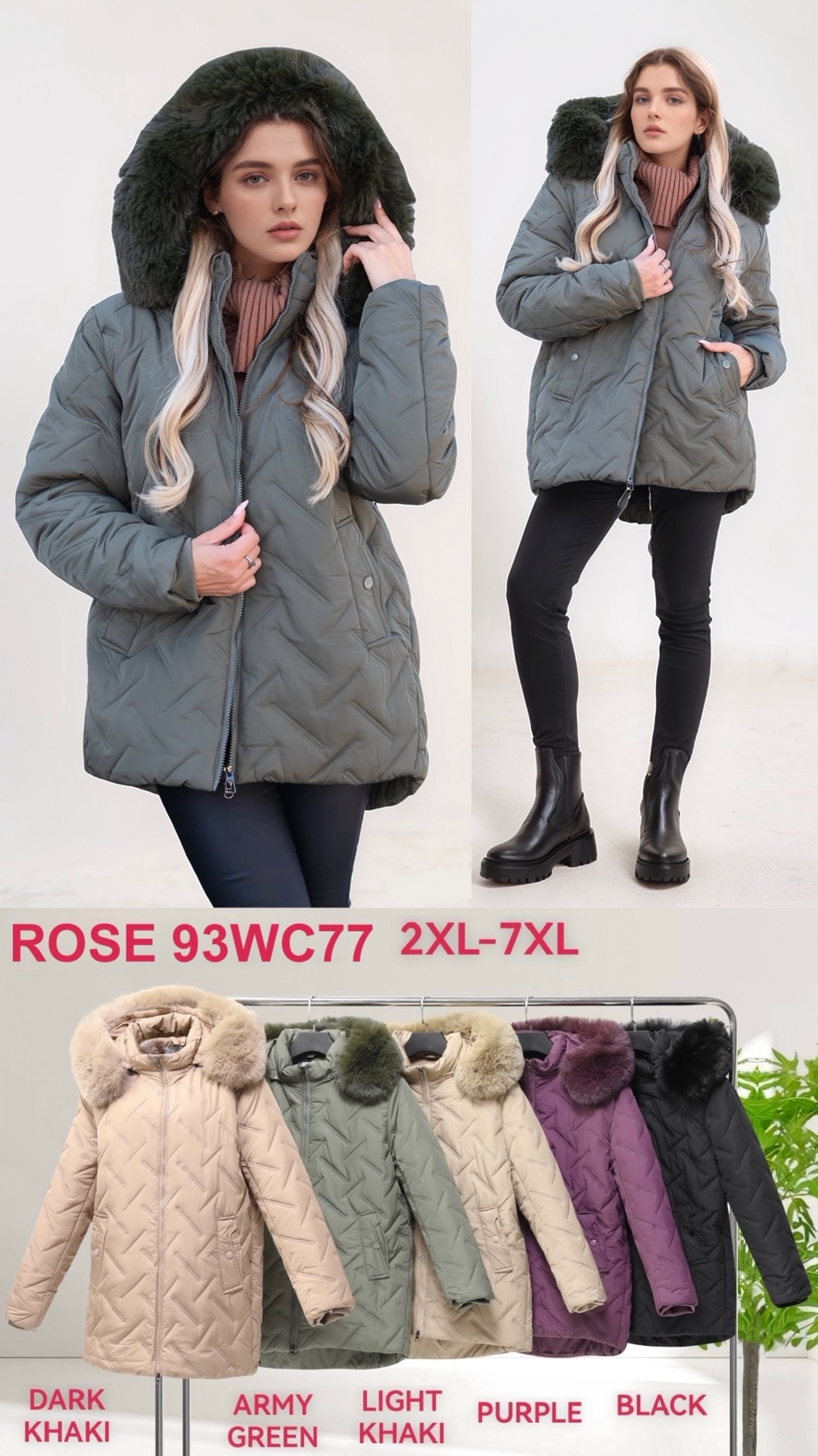 Kurtki Damskie , Size 2xl-7xl, paczka 6szt ,1 kolor