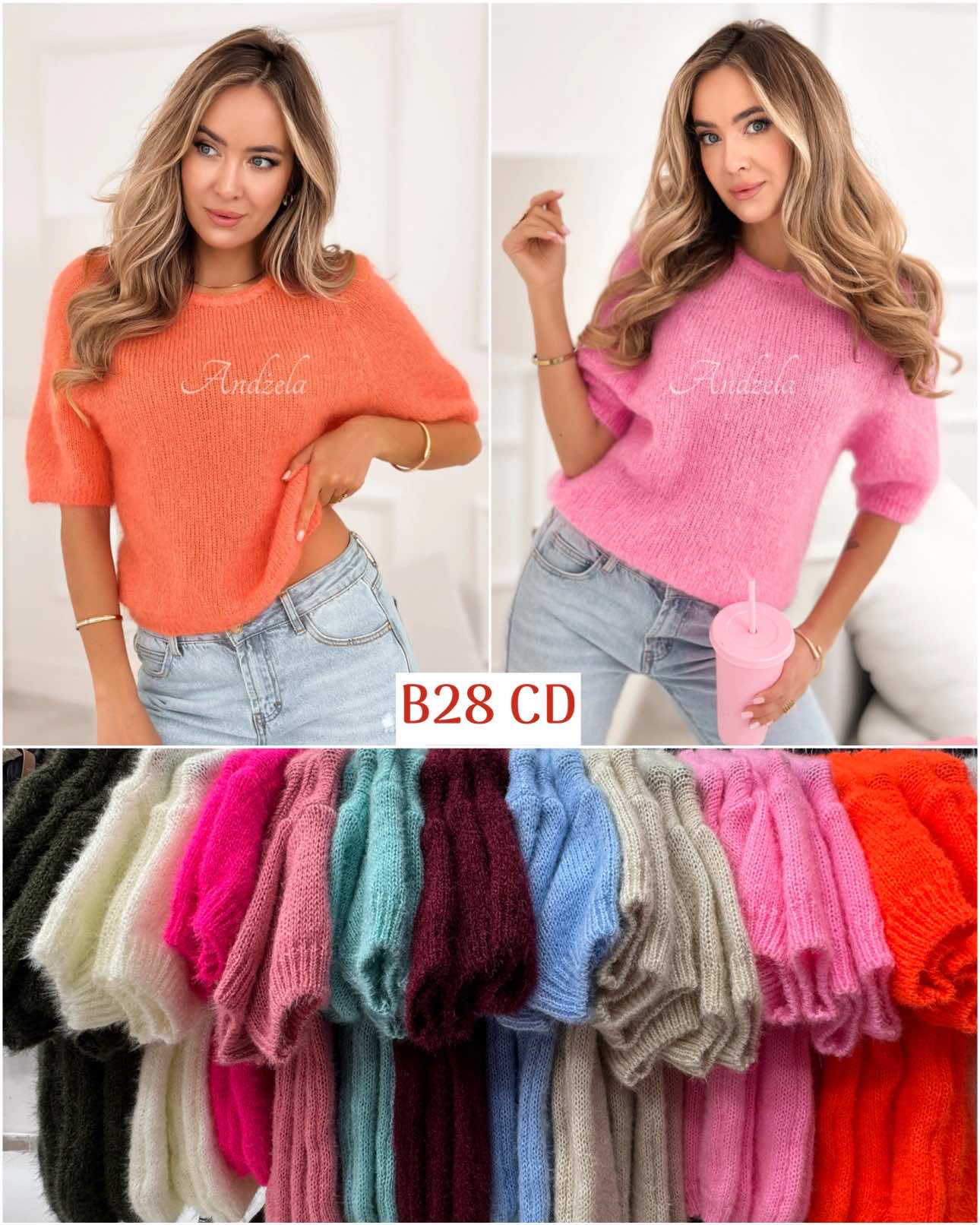 Swetry Damskie  WŁOSKA  , Size uni, paczka 6szt ,mix kolor