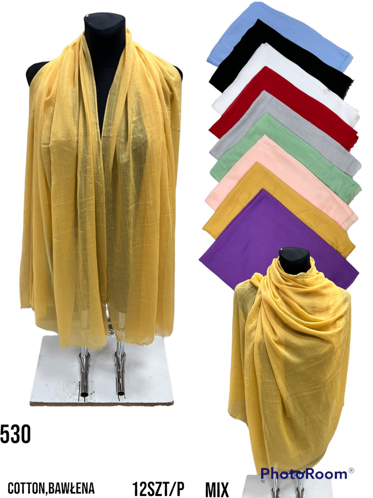 Szaliki damskie, paczka 12szt,mix kolor