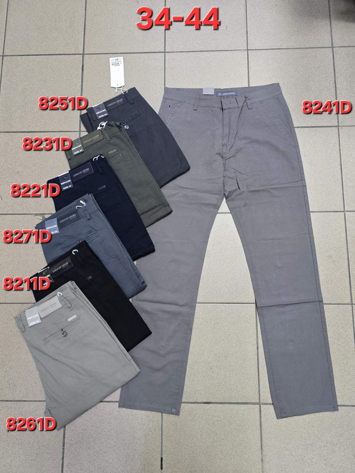 Spodnie MĘSKA , Size 33-44,paczka 8szt ,1kolor