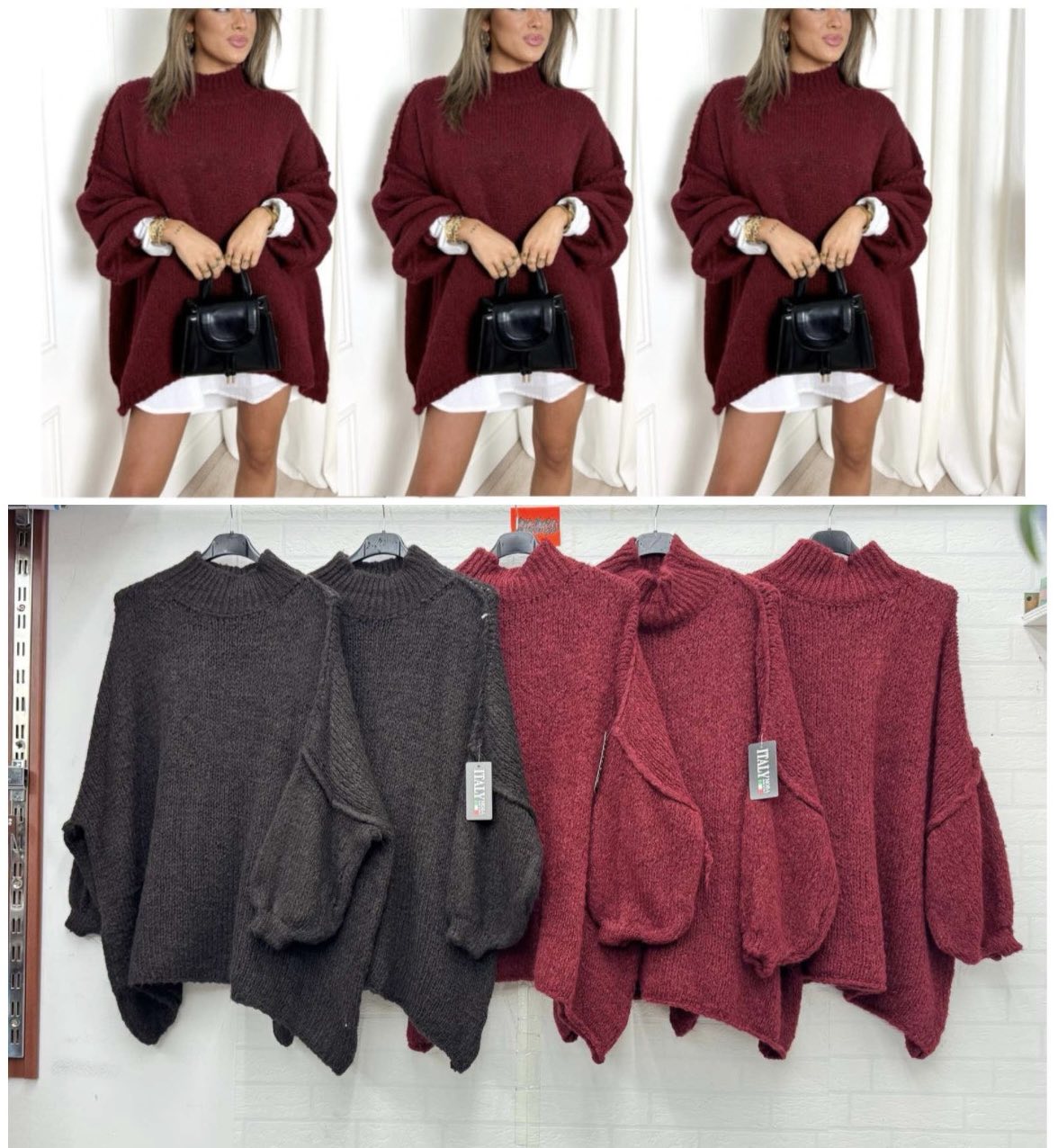 Swetry Damskie wloskie, Size uni, paczka 6szt ,mix kolor