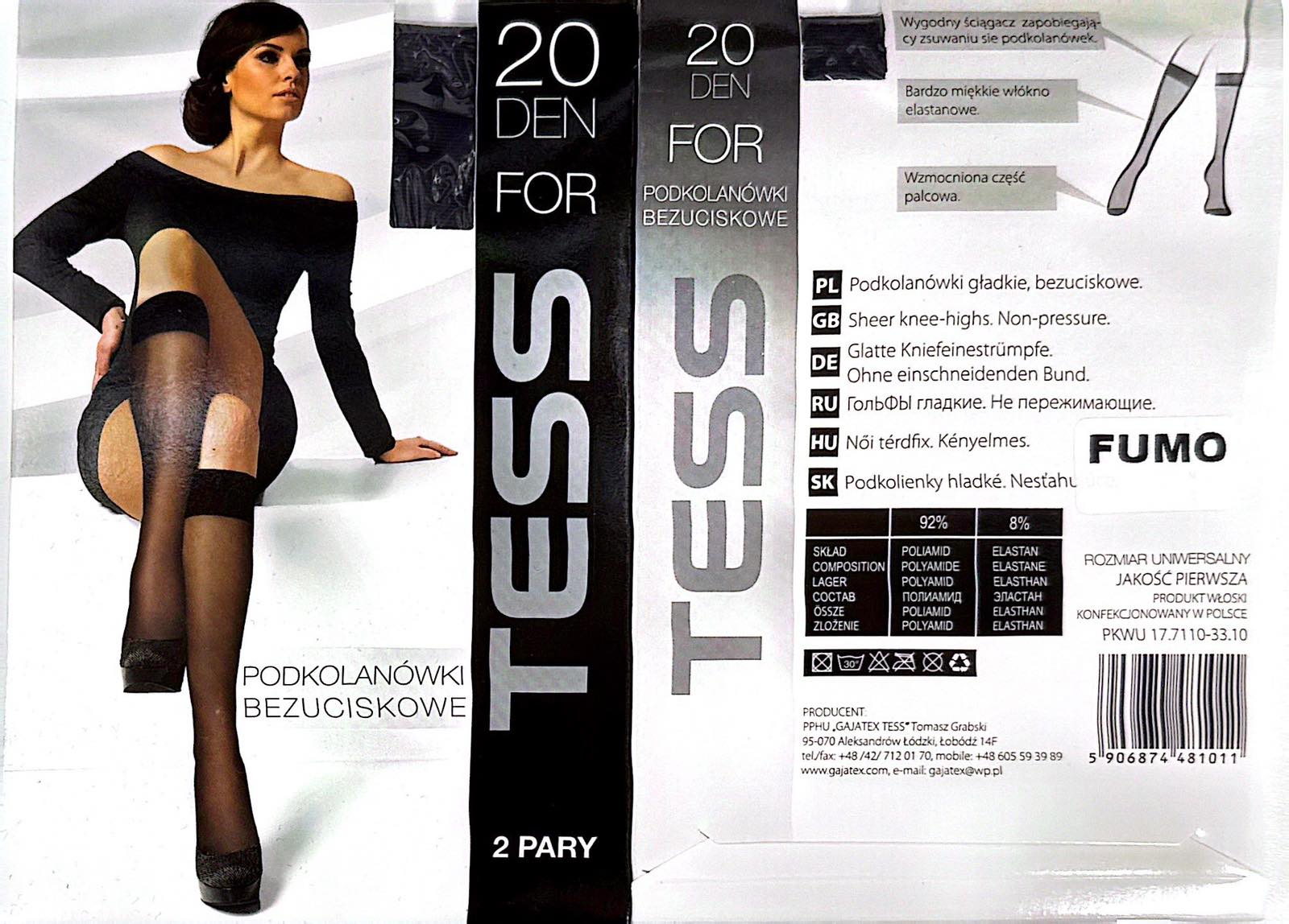 Podkolanówki 20 Den FUMO damskie,paczka 12