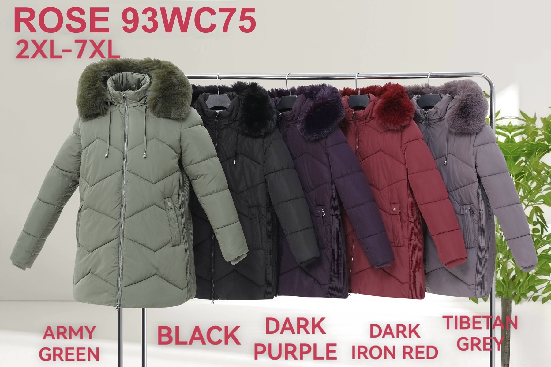 Kurtki Damskie , Size 2xl-7xl, paczka 6szt ,1 kolor