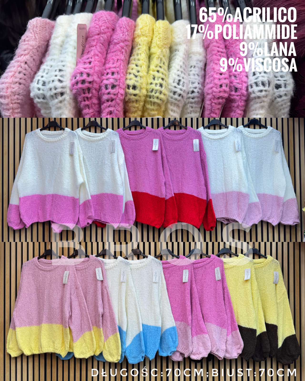 Swetry Damskie wloskie, Size uni, paczka 6szt ,mix kolor