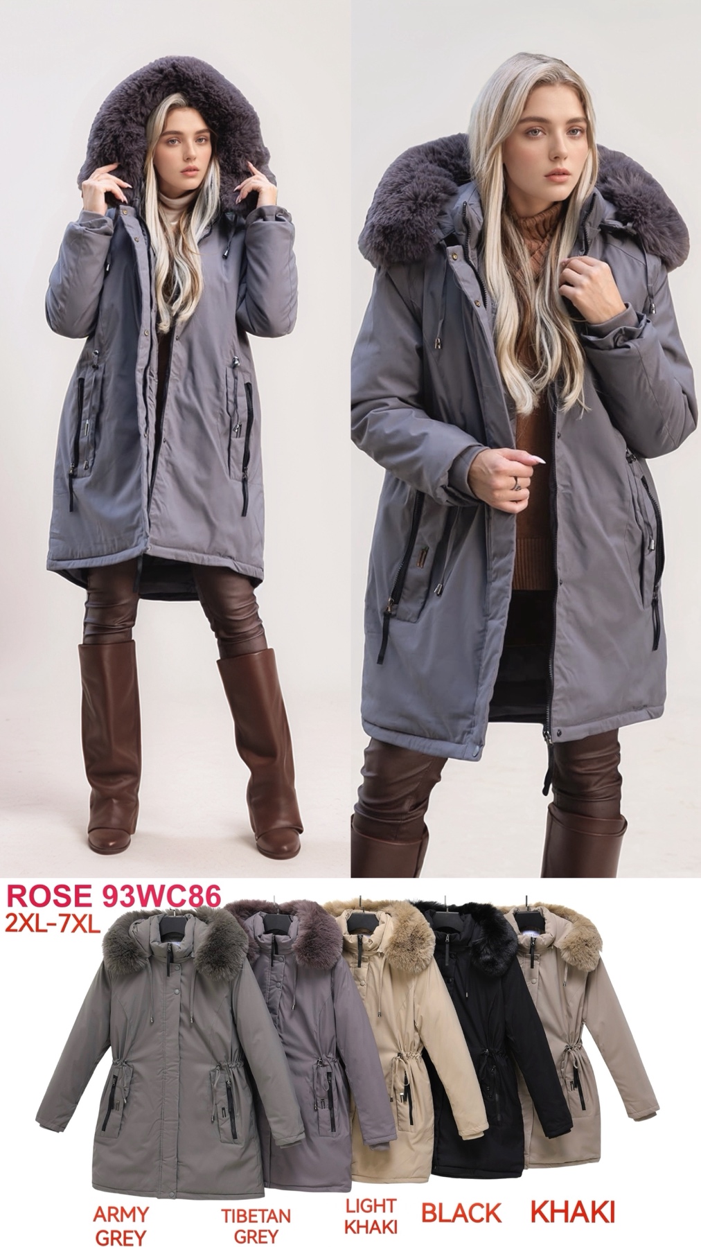 Kurtki Damskie , Size 2xl-7xl, paczka 6szt ,1 kolor