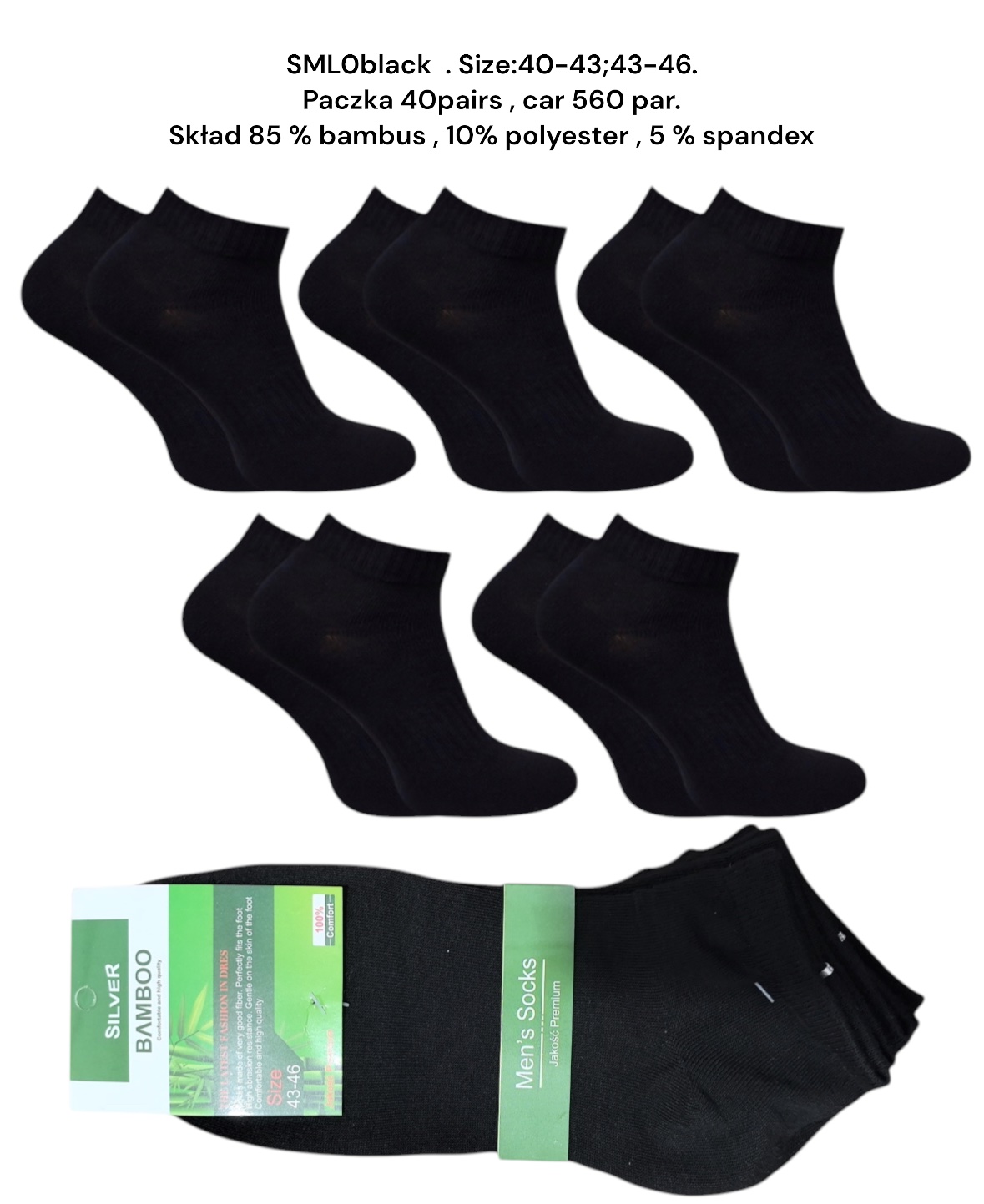 stopkie męskie .size: 40-46, (40par/paczka)