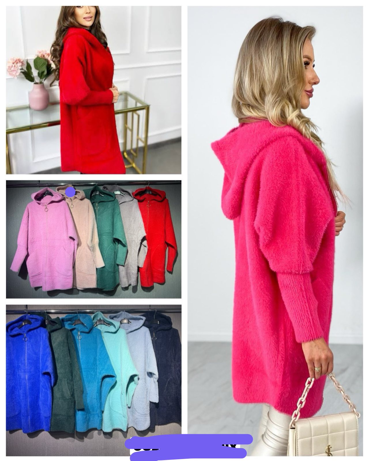 Swetry Damskie  WŁOSKA  , Size uni, paczka 6szt ,mix kolor