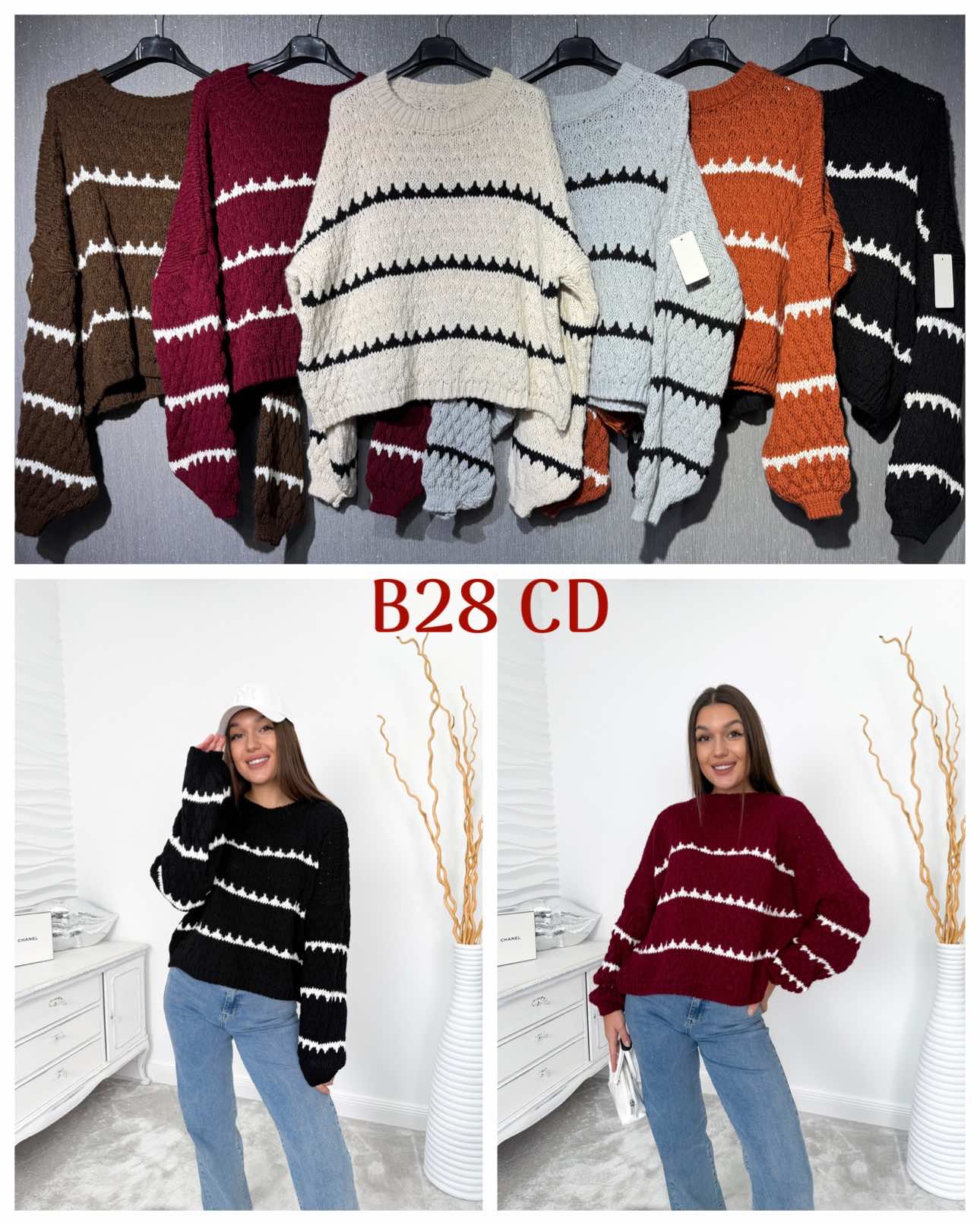 Swetry Damskie  WŁOSKA  , Size uni, paczka 6szt ,mix kolor