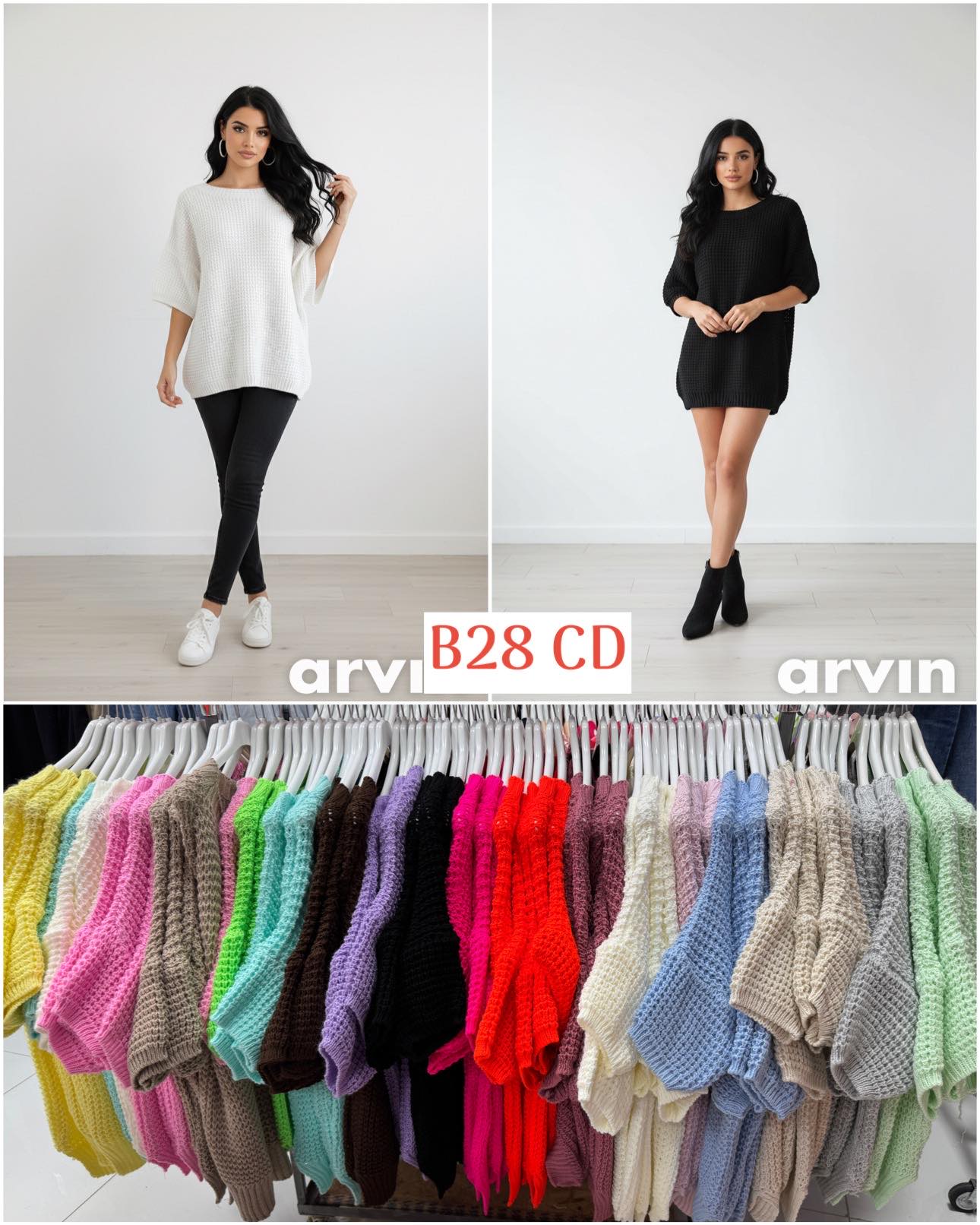 Swetry Damskie  WŁOSKA  , Size uni, paczka 6szt ,mix kolor