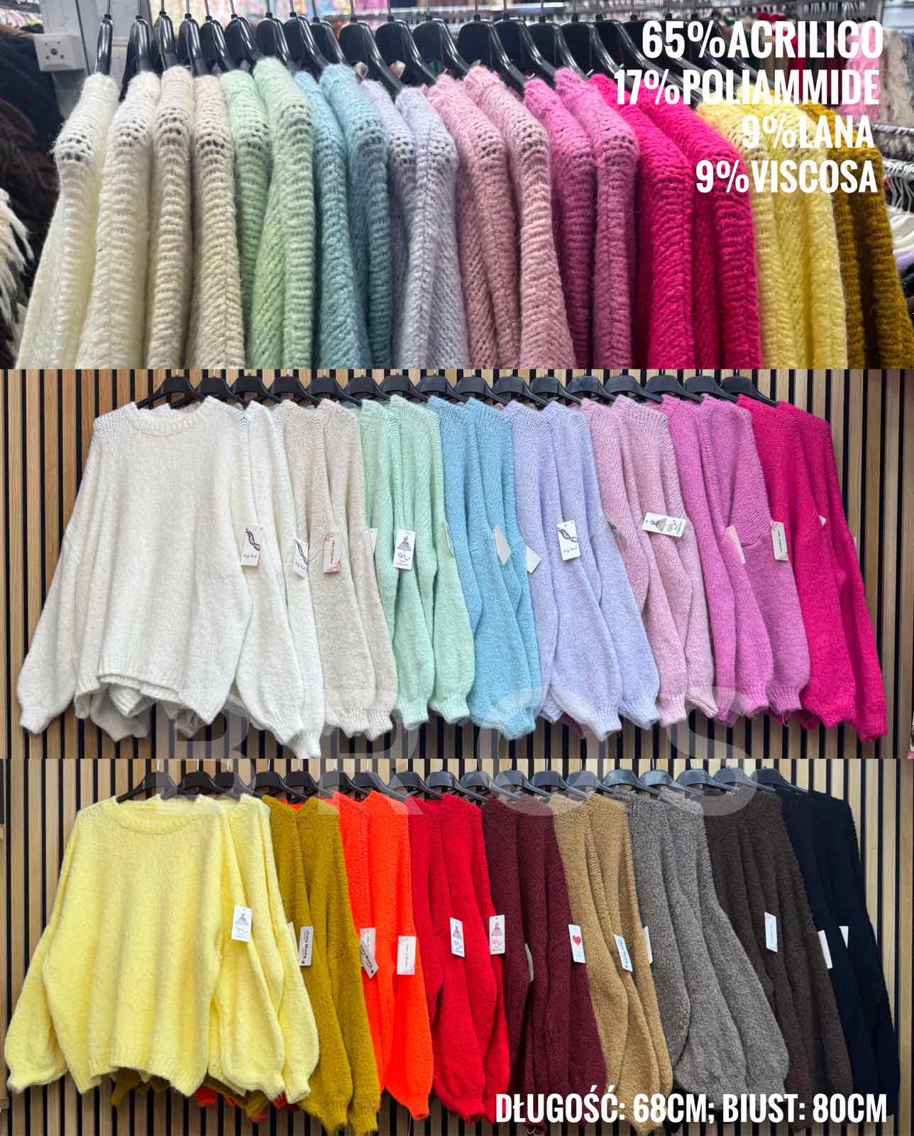 Swetry Damskie wloskie, Size uni, paczka 6szt ,mix kolor