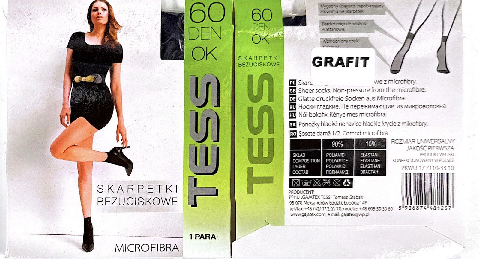Skarpetki 60 Den GRAFIT damskie,paczka 12