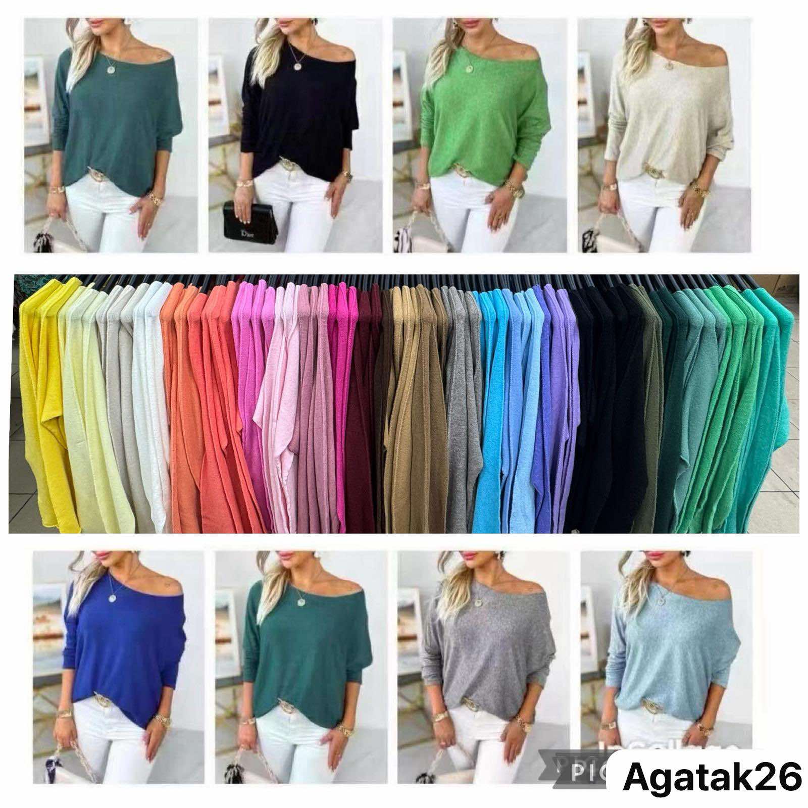 Swetry Damskie  WŁOSKA  , Size uni, paczka 6szt ,mix kolor