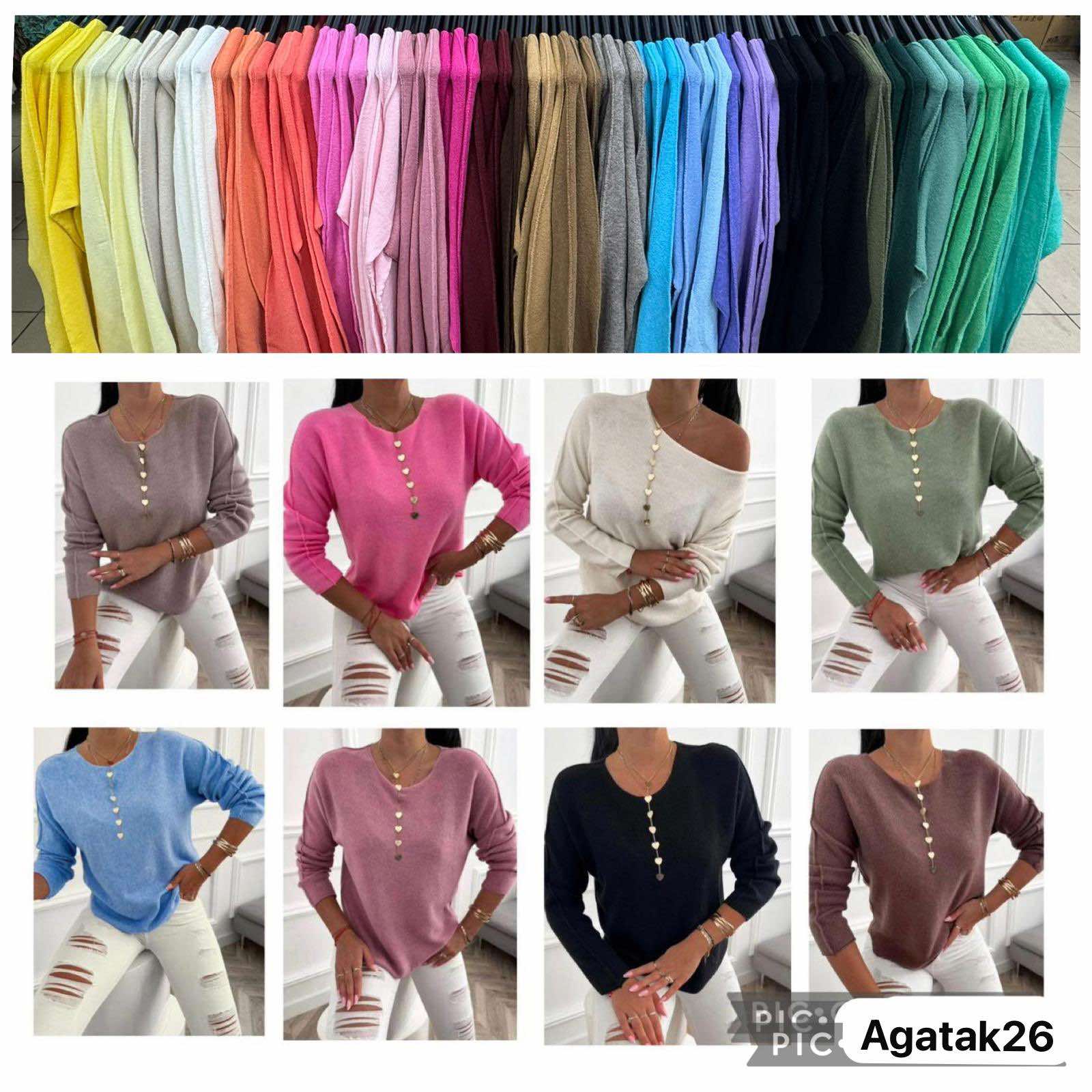 Swetry Damskie  WŁOSKA  , Size uni, paczka 6szt ,mix kolor