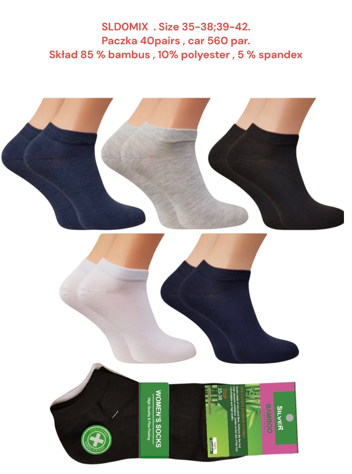 stopkie damskie.size: 35-42, (40par/paczka)
