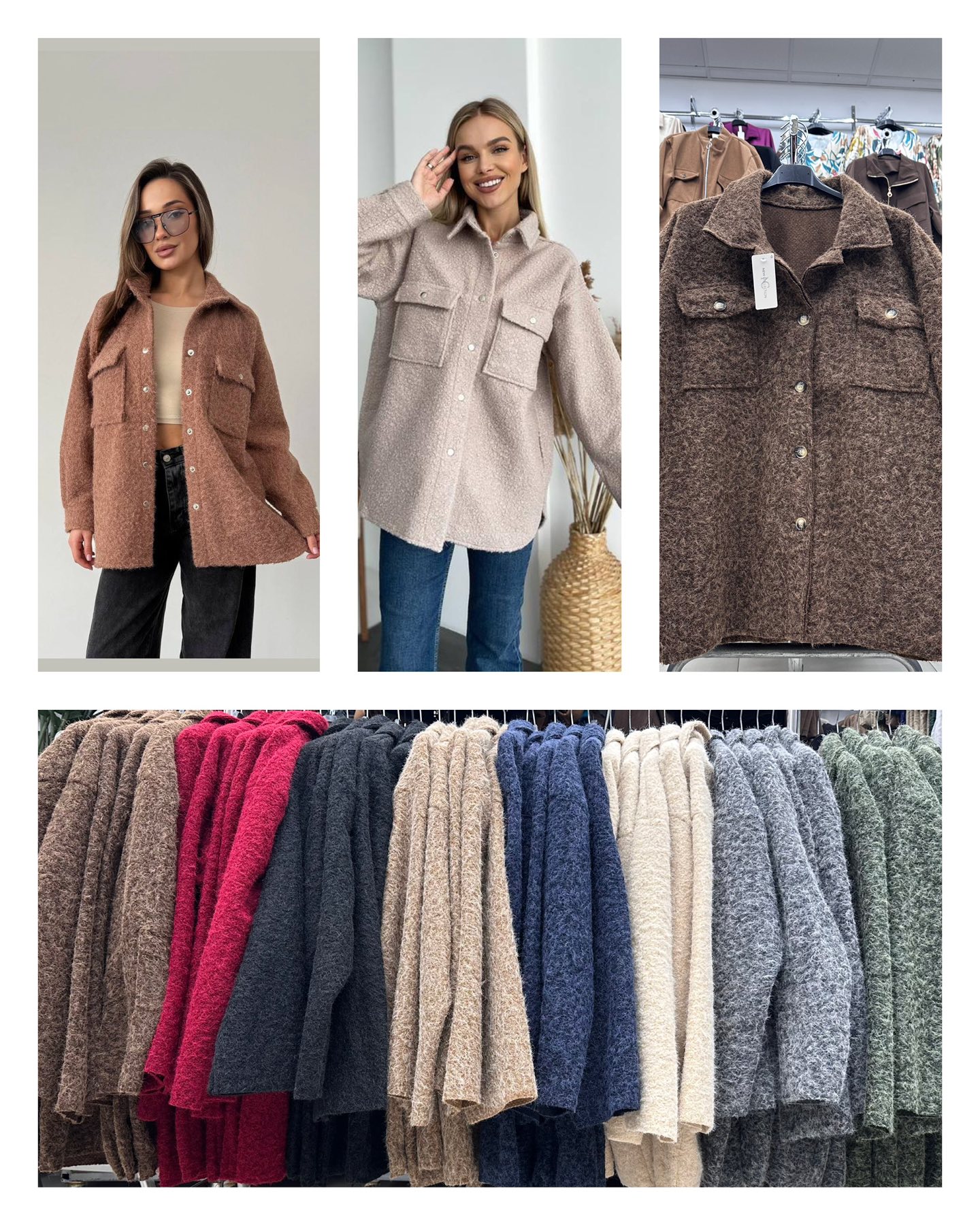 Kurtki Damskie  WŁOSKA  , Size uni, paczka 6szt ,mix kolor