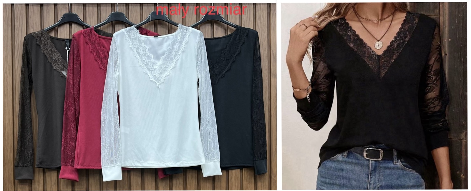 Bluzki Damskie Włoskie , Size uni, paczka 6szt ,mix kolor