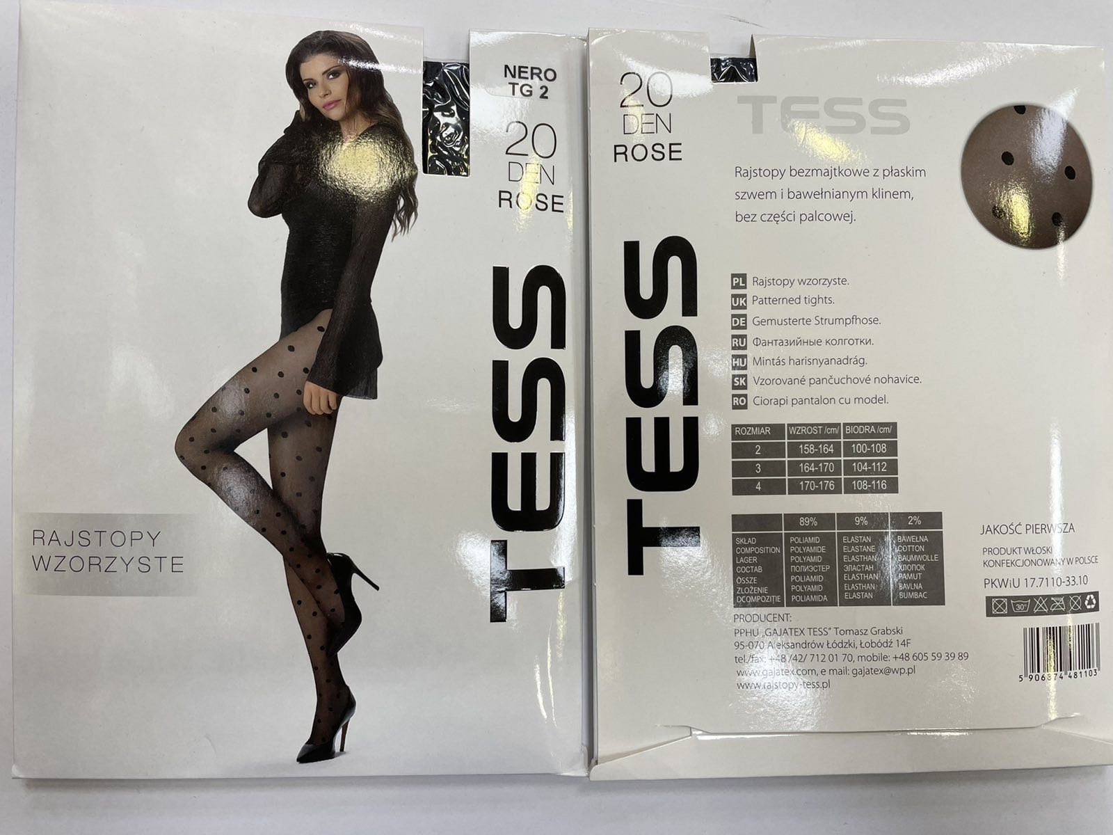 Rajstopy 20 Den ROSE Damskie,Size 5,paczka 12szt,1kolor