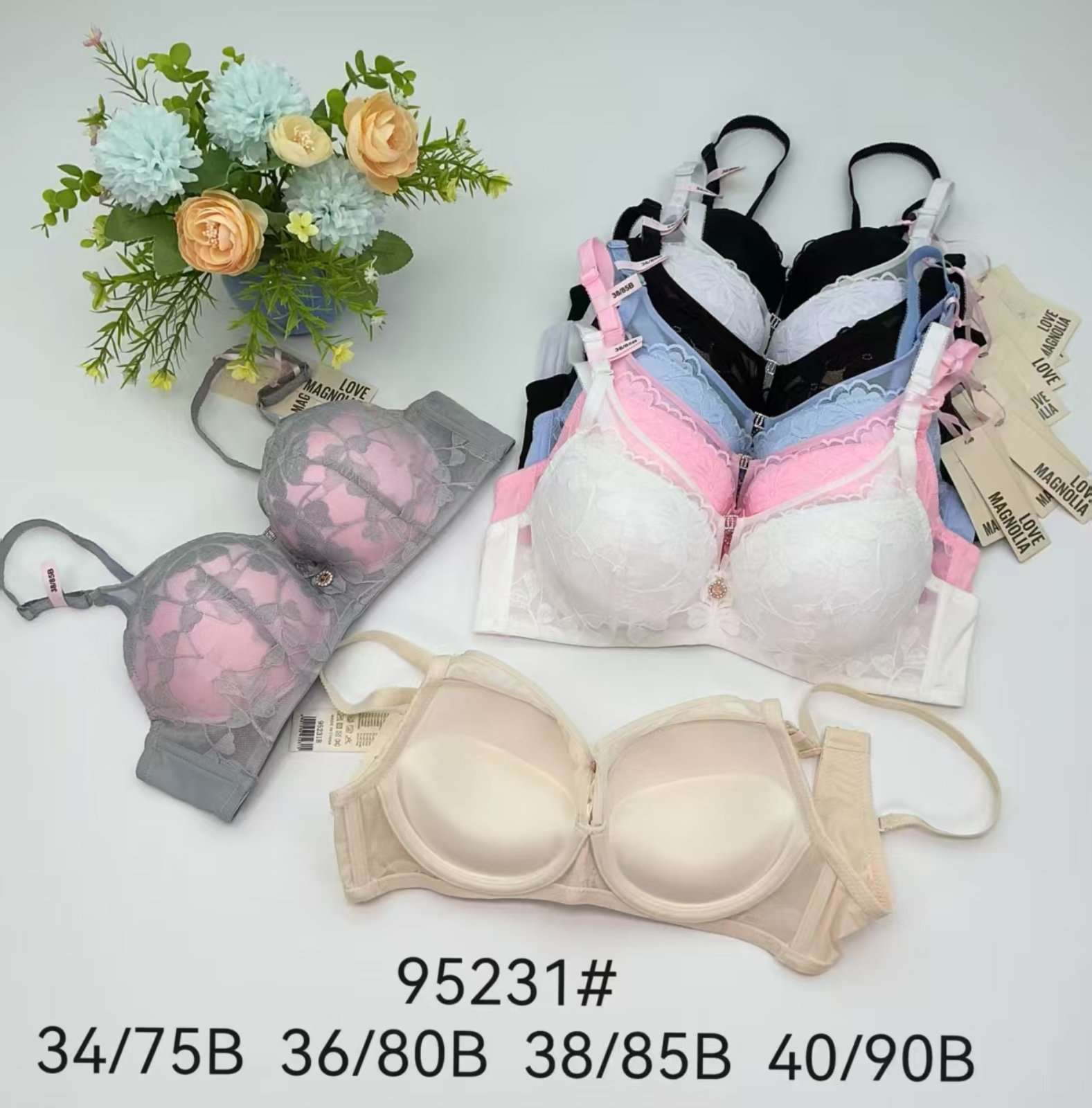 Biustonosz damskie, Miska B 34-40, paczka 12szt ,1kolor