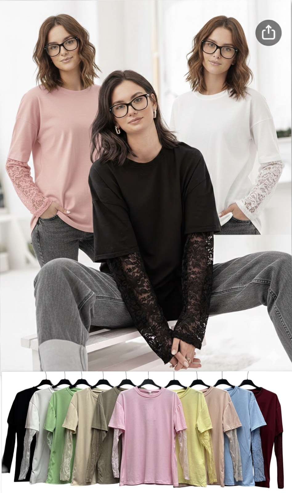 Bluzki Damskie  WŁOSKA  , Size uni, paczka  6szt ,mix kolor