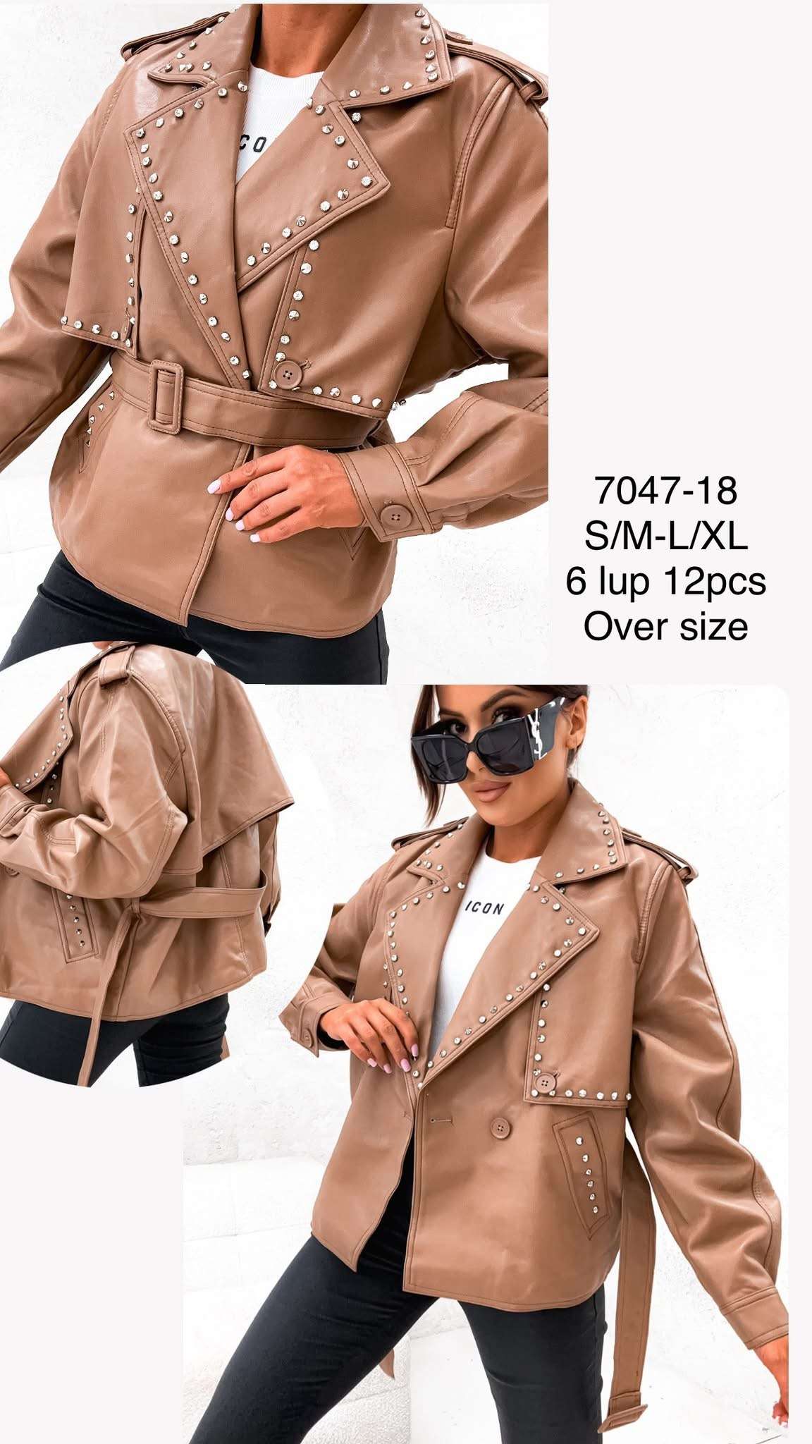 Kurtki skórzane damskie , Size s/m-l/xl, paczka 6szt ,1 kolor