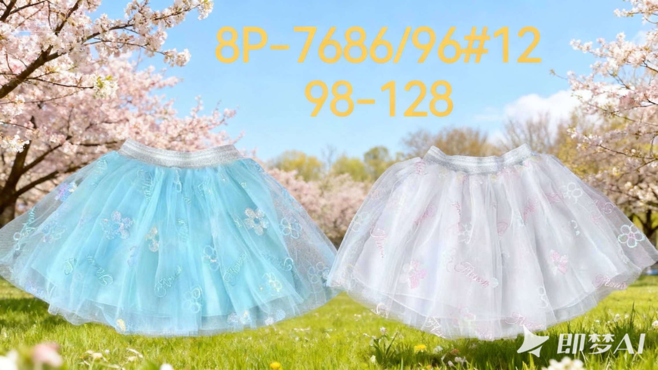 Spódnica  DZIECIĘCA , Size 98-128, paczka  12szt ,mix kolor