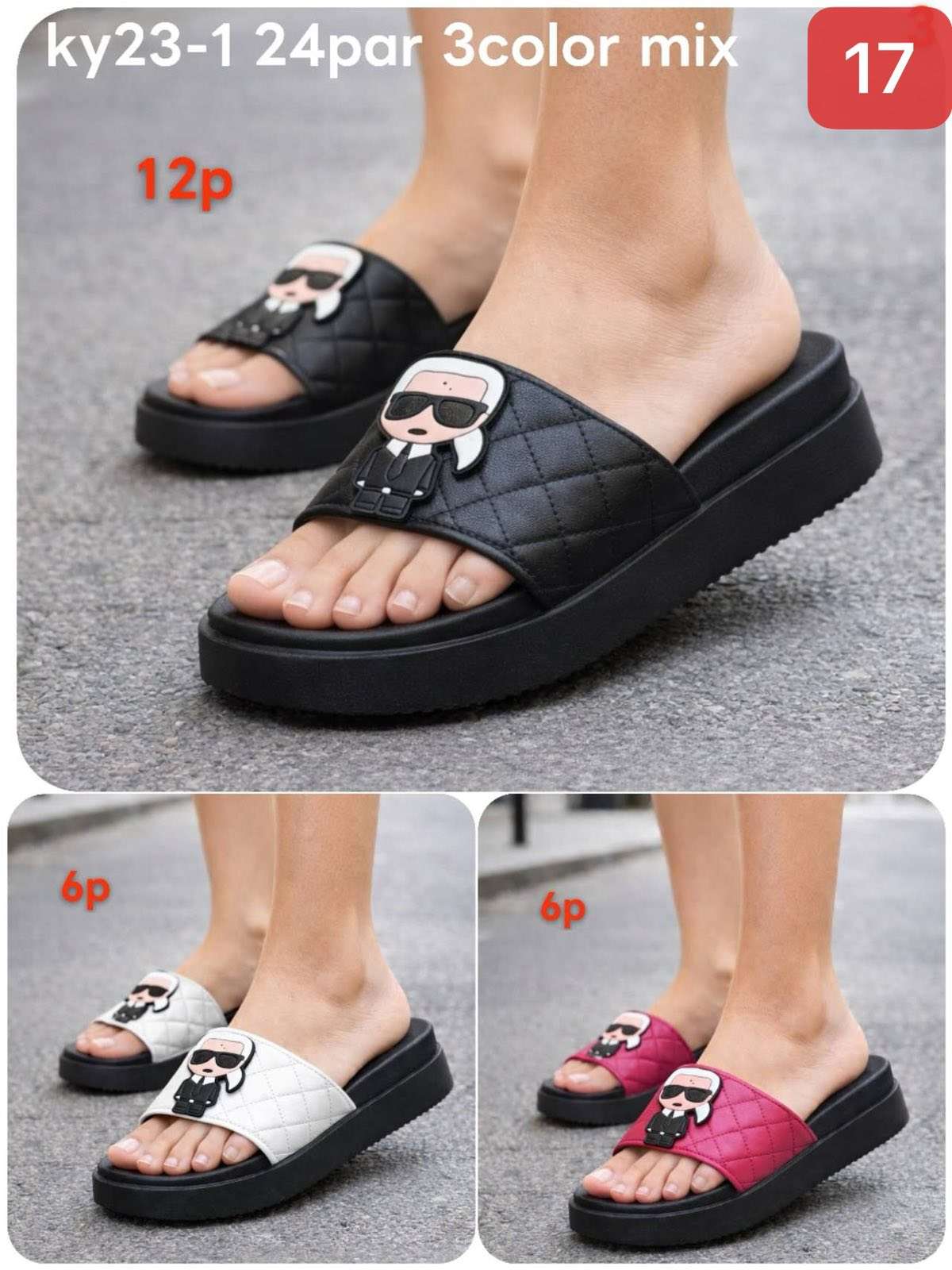 Klapki DAMSKIE (36-41, 24par)  mix kolor
