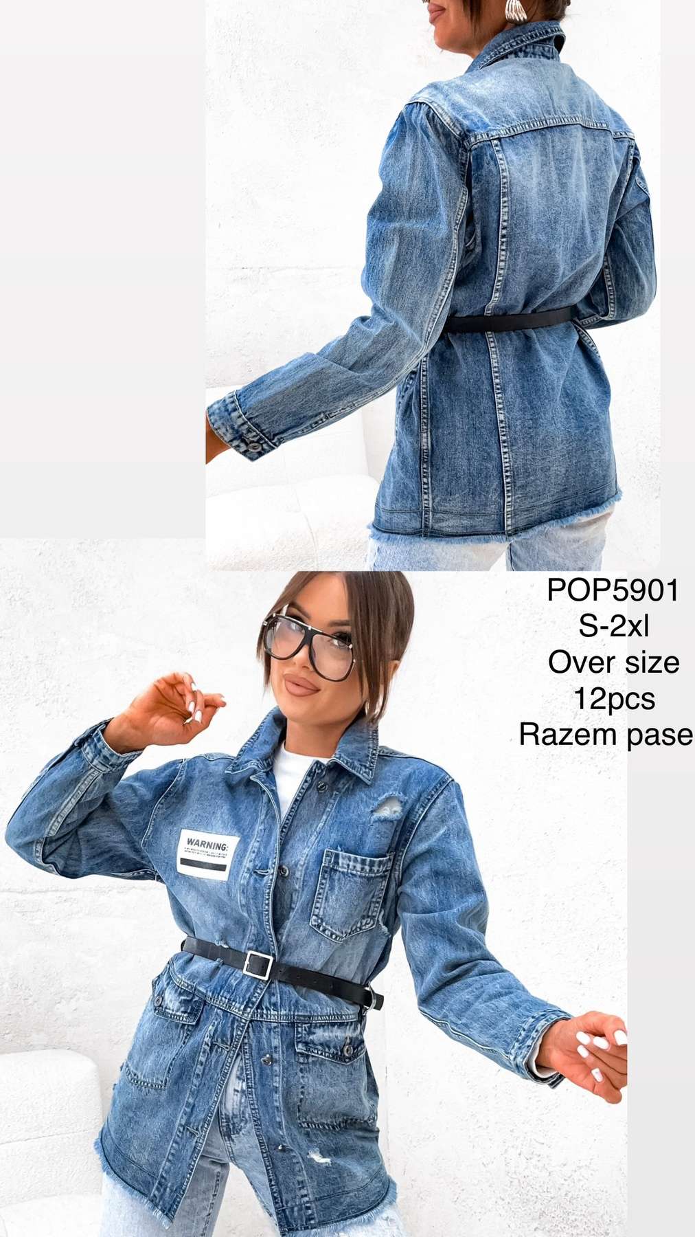 Kurtki Jeansowe damskie , Size s-2xl, paczka 12szt ,1 kolor